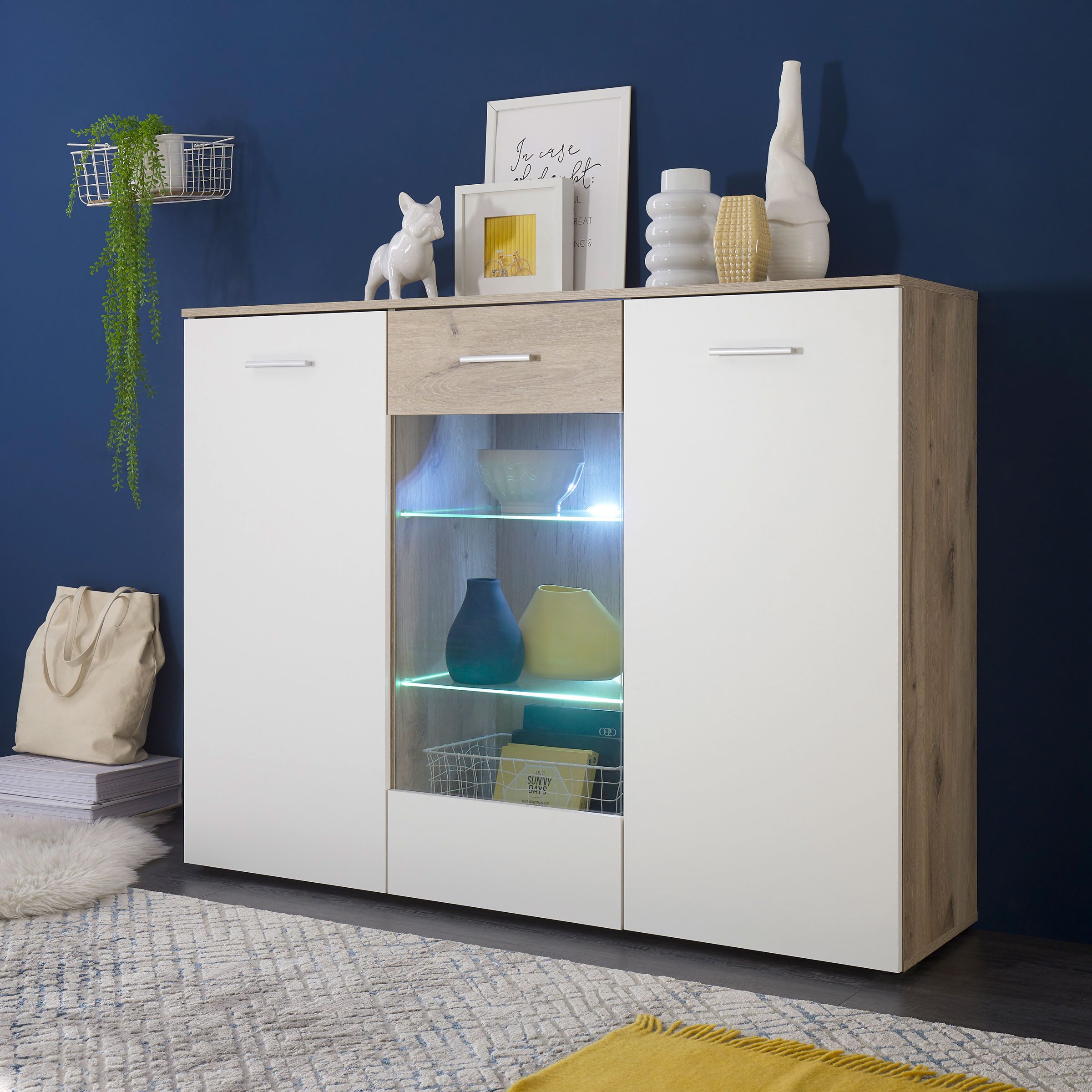 Bega Consult Highboard Highboard BZ5095 weiß und Eiche Dekor günstig online kaufen