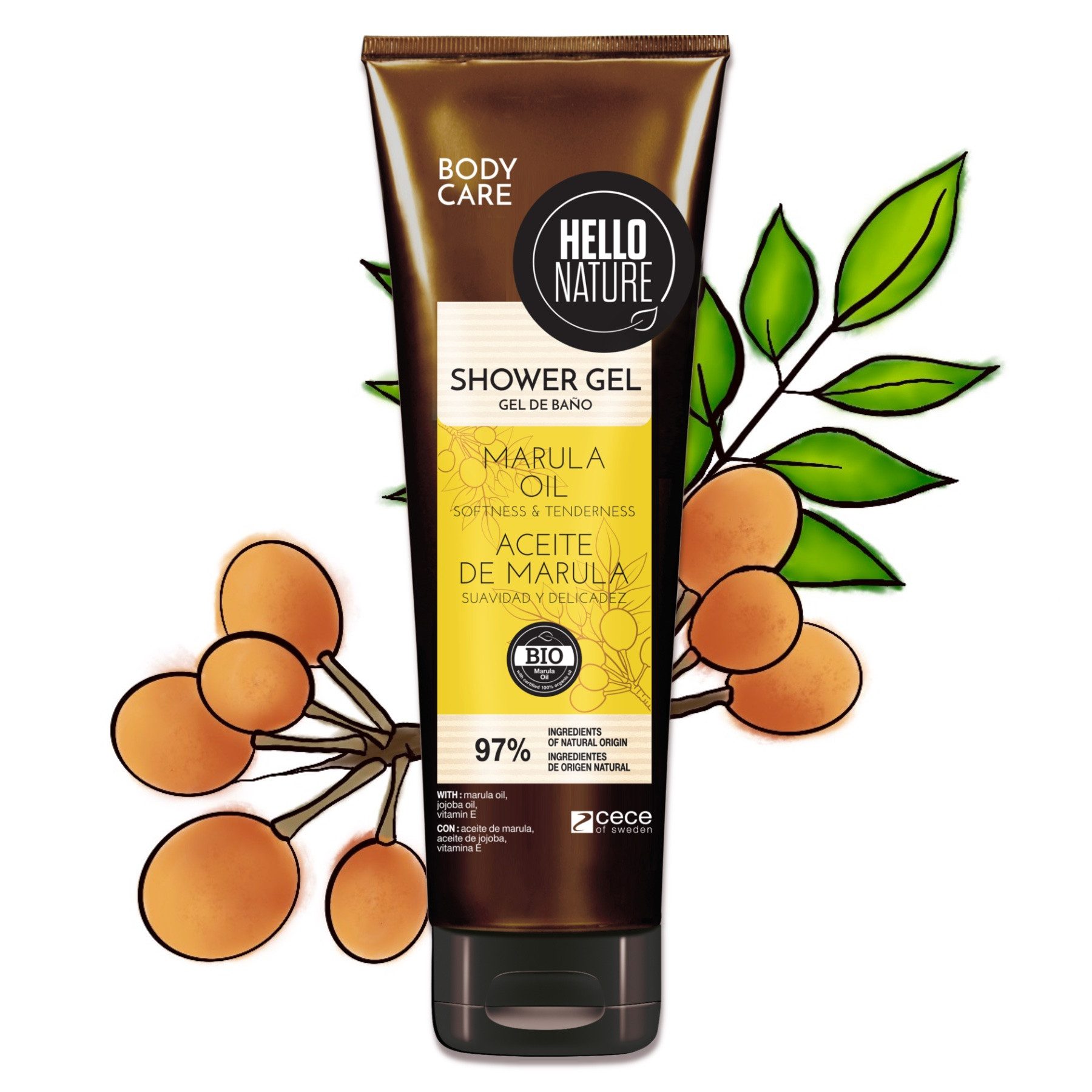 Hello Nature Duschgel Duschbad Herren Damen Shower Gel Waschmittel mit Marula Öl Bio Vegan, 1-tlg., Duschgel, Hautpflege, Waschgel, Hello Nature