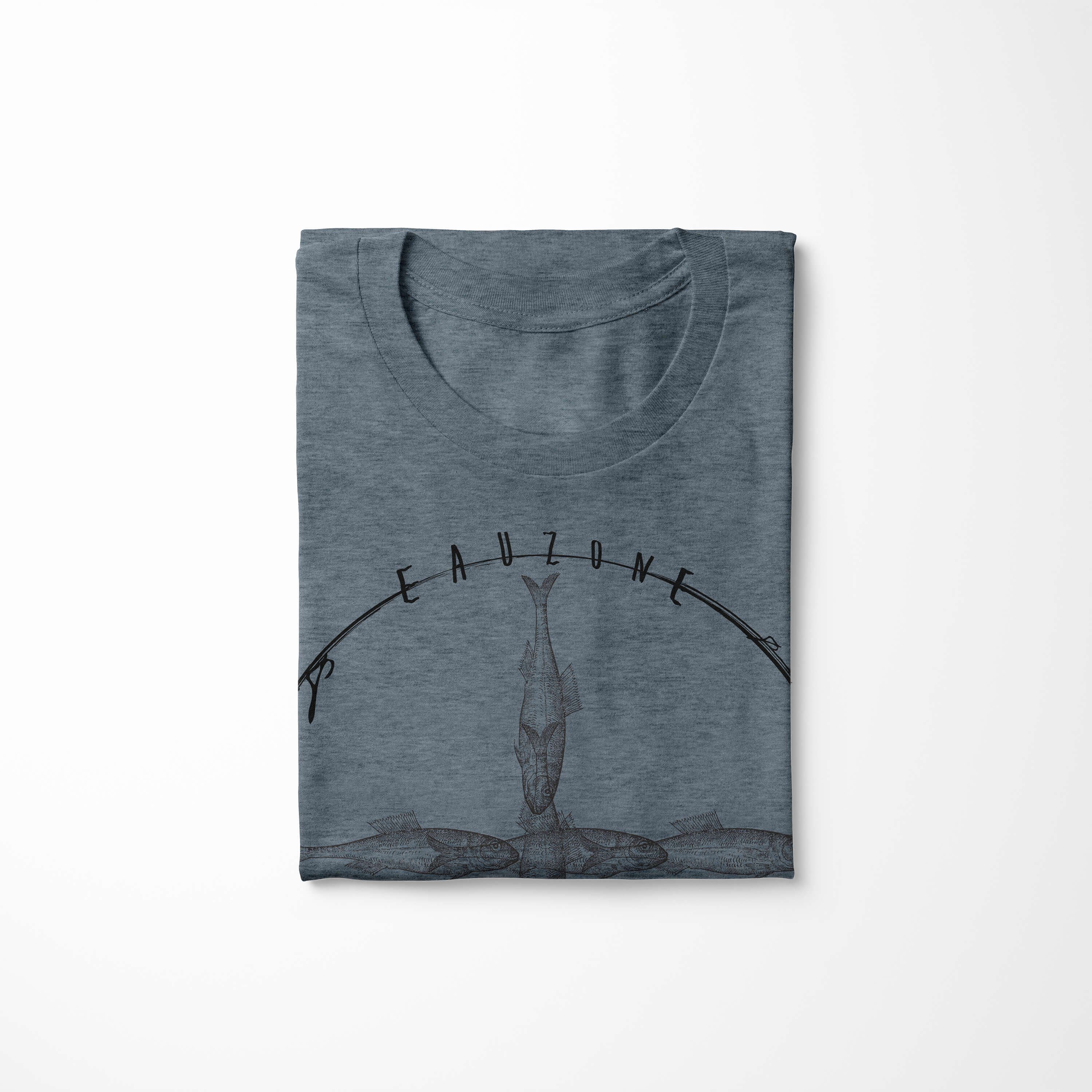 feine Indigo Struktur Serie: Schnitt sportlicher - Sea T-Shirt Sinus Creatures, und / Art T-Shirt 021 Sea Tiefsee Fische