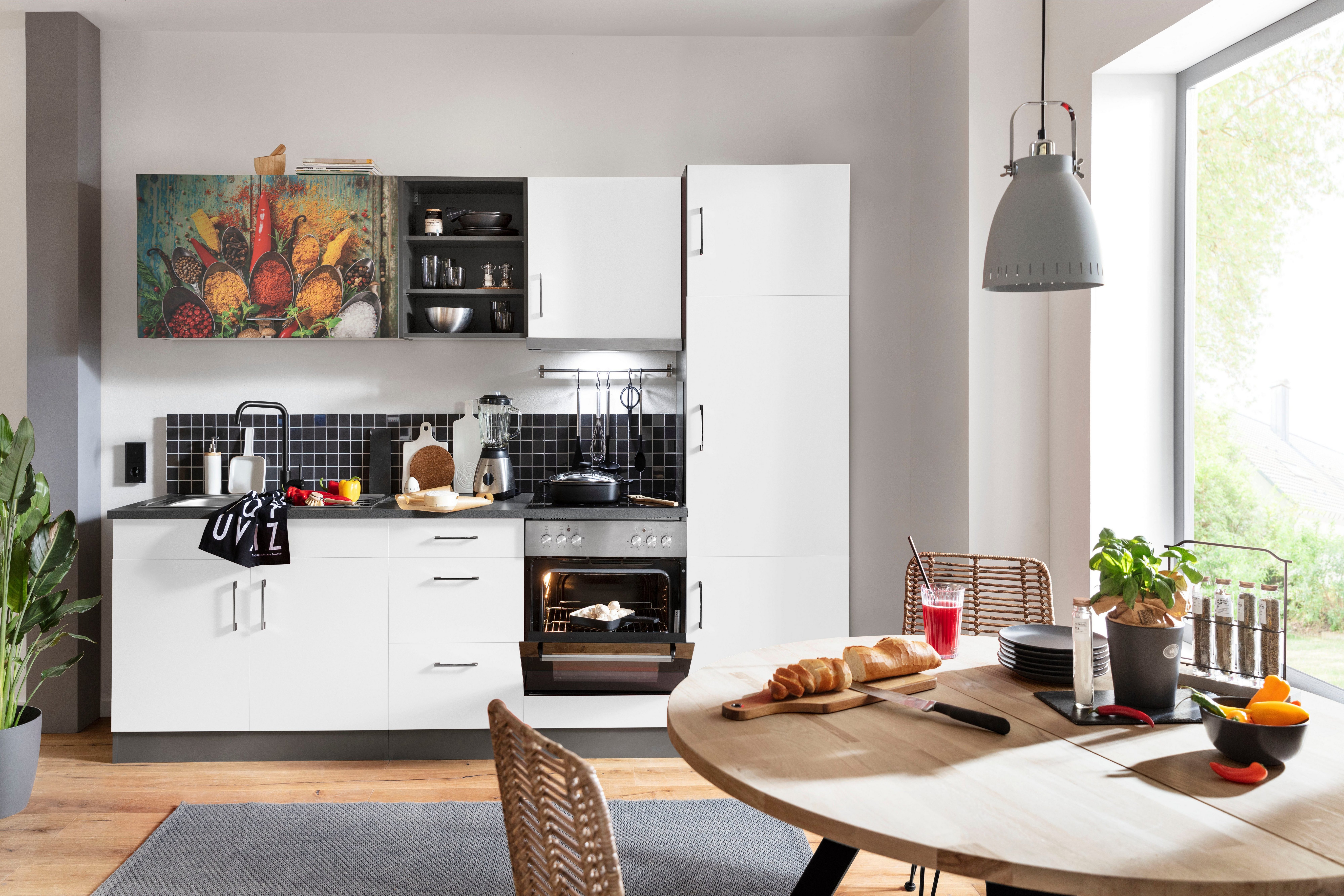 HELD MÖBEL Küchenzeile Paris, mit E-Geräten, Breite 270 cm | Küchenzeilen mit Geräten