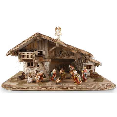 RIFFELMACHER & WEINBERGER Krippe Inzell, Weihnachtsdeko, Stall ohne Figuren, H/B: 40/80 cm, Made in Germany, Echte Handarbeit