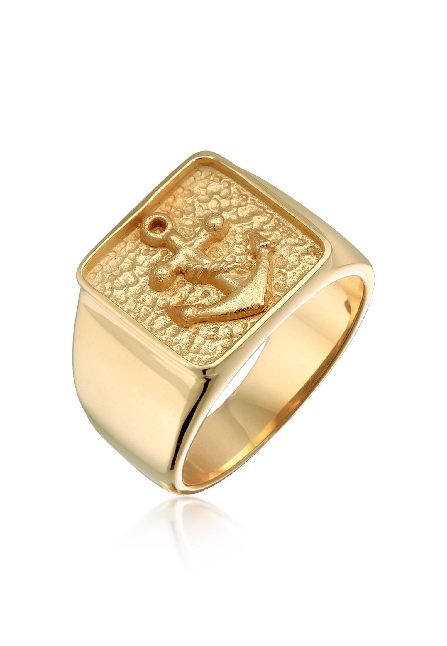Kuzzoi Siegelring Herren Siegelring Anker Symbol Oxidiert 925 Silber Gold