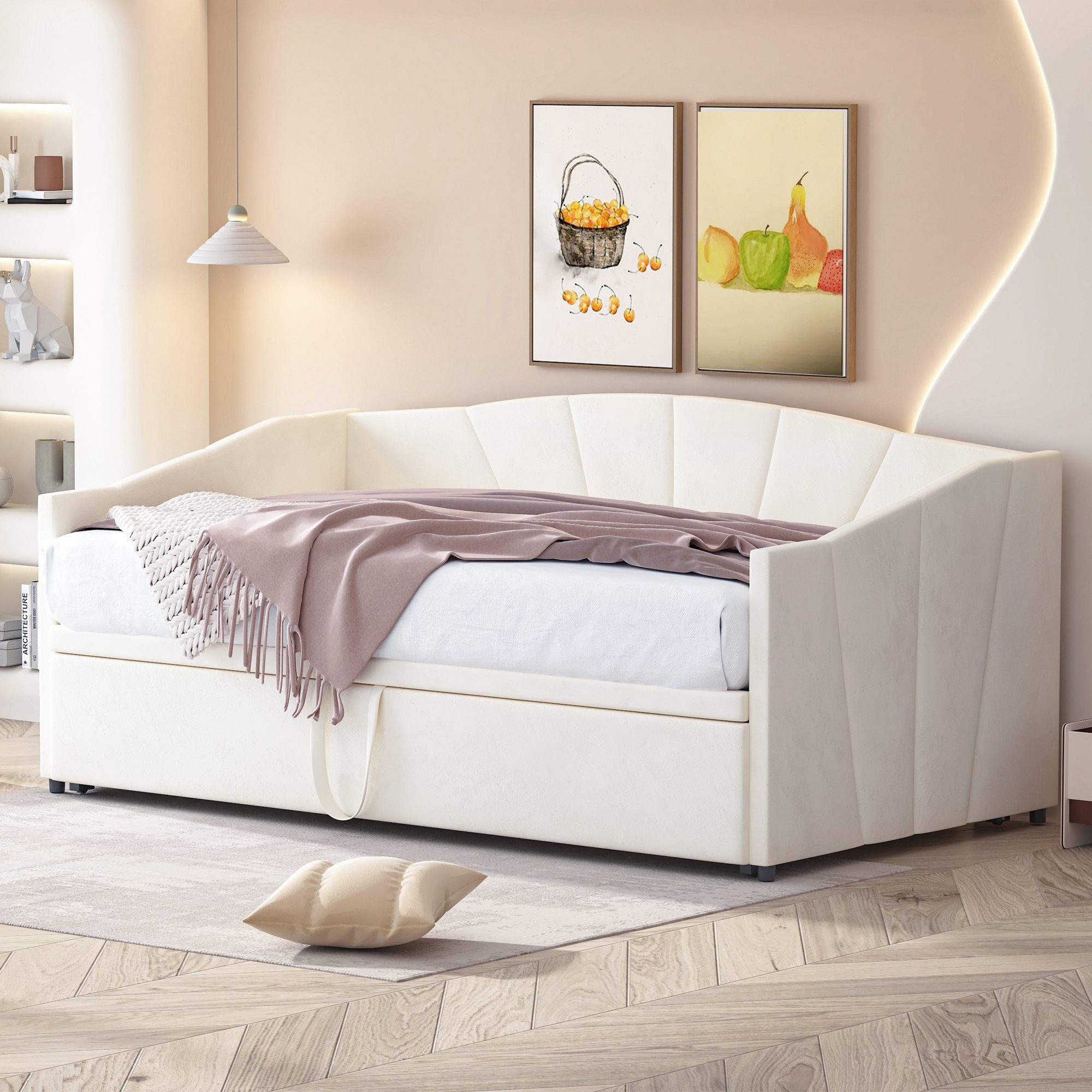 Flieks Daybett, Tagesbett Schlafsofa mit Unterbett 90x200cm/180x200cm Samt