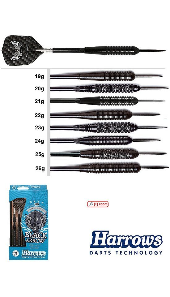 HARROWS DARTS Dartpfeil HARROWS BLACK ARROW STEEL 22g