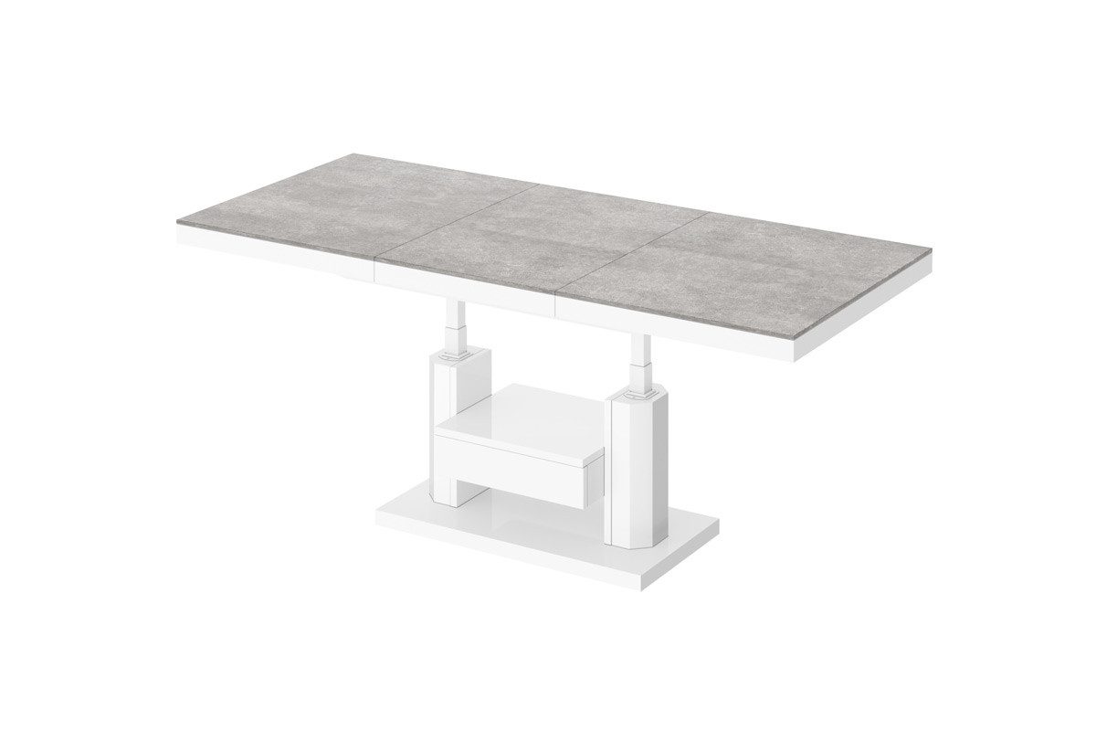 designimpex Couchtisch Design HM-120 Hochglanz stufenlos höhenverstellbar ausziehbar Esstisch