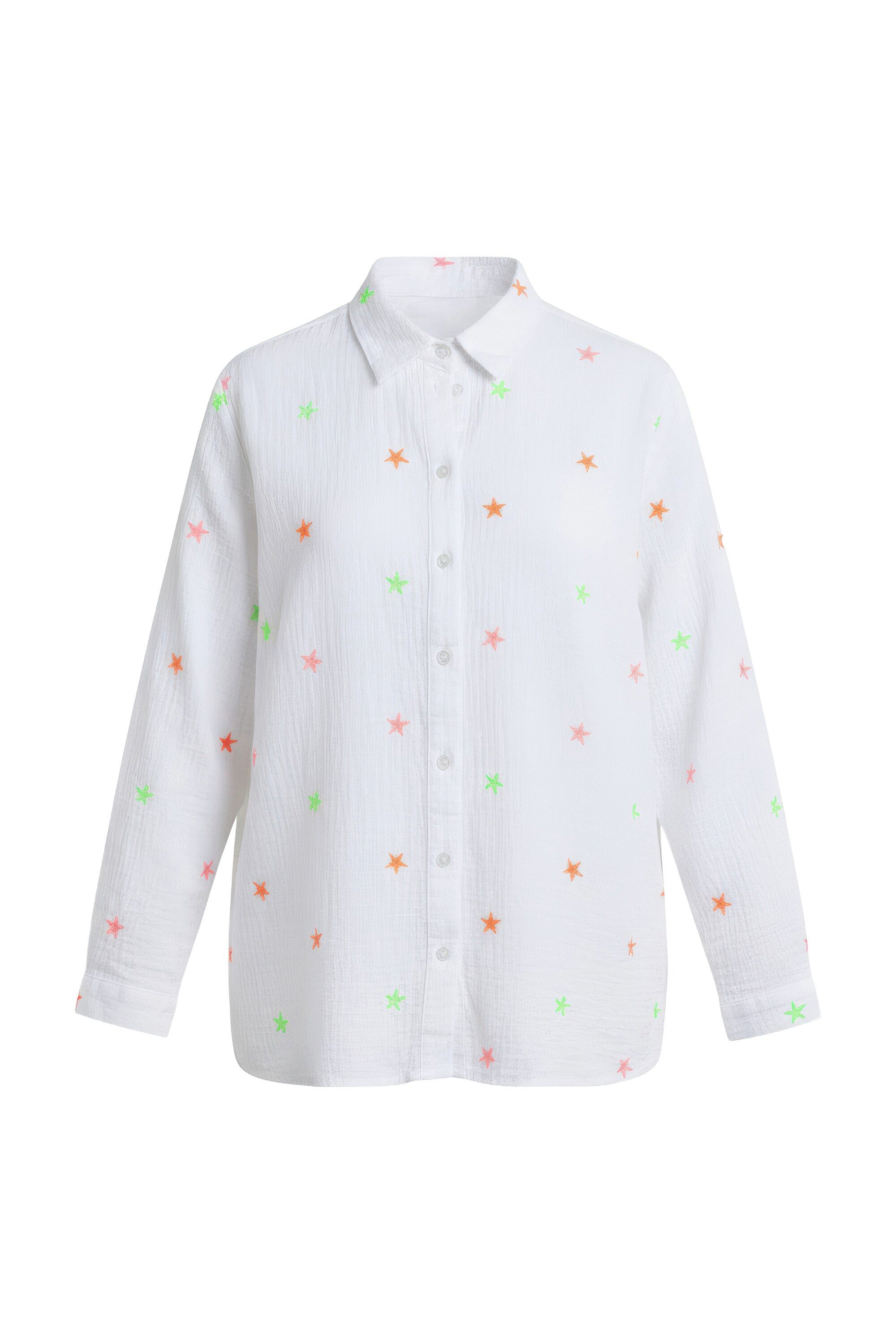 Angel of Style Hemdbluse Musselin-Bluse oversized Sternen-Stickerei günstig online kaufen