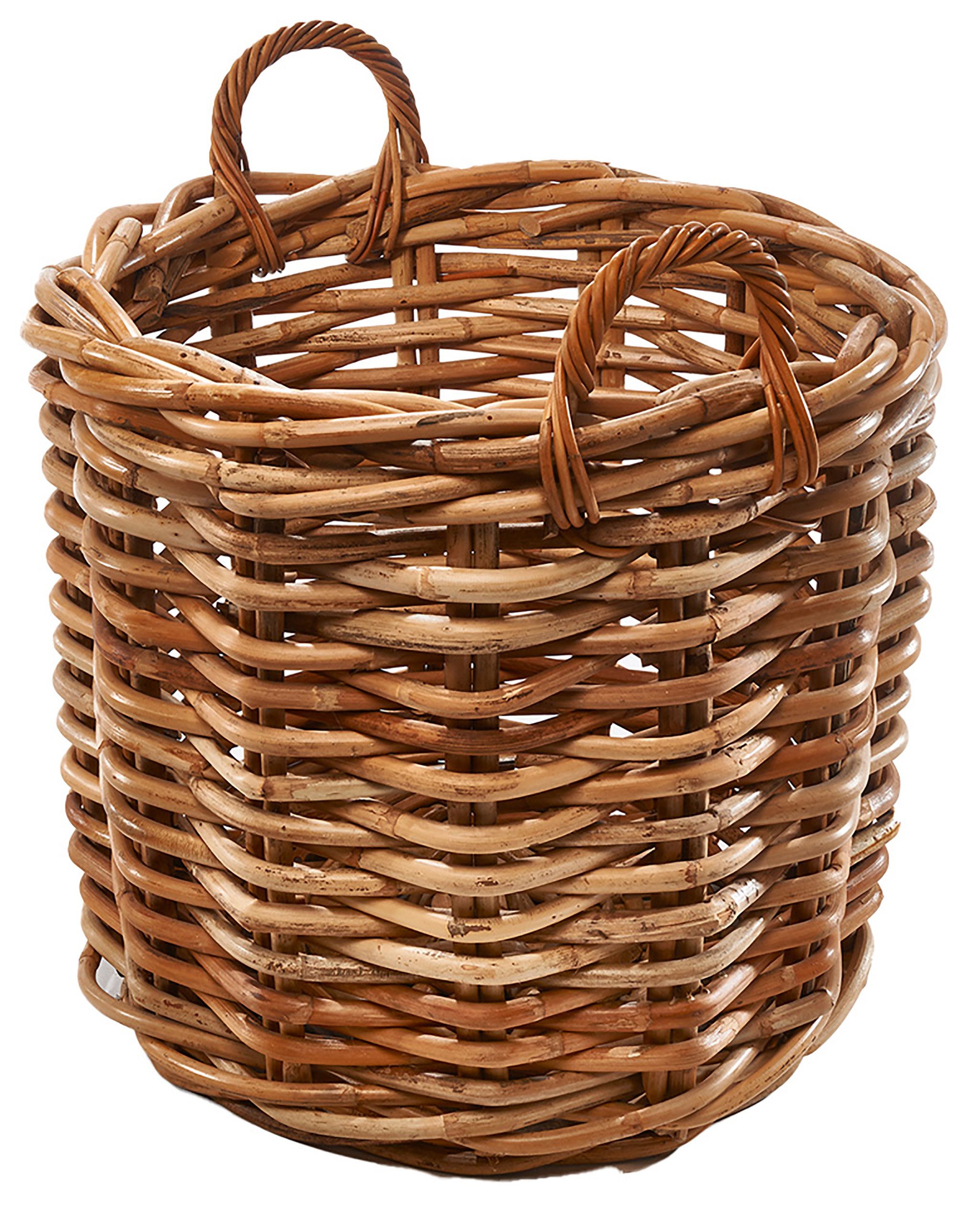 Kobolo Aufbewahrungskorb Rattankorb Aufbewahrungskorb mit Henkeln cane Gr L