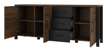 Helvetia Sideboard Olin (1 St., 1-teilig), 192x43x79cm okapinussbaumfarben / schwarz supermatt