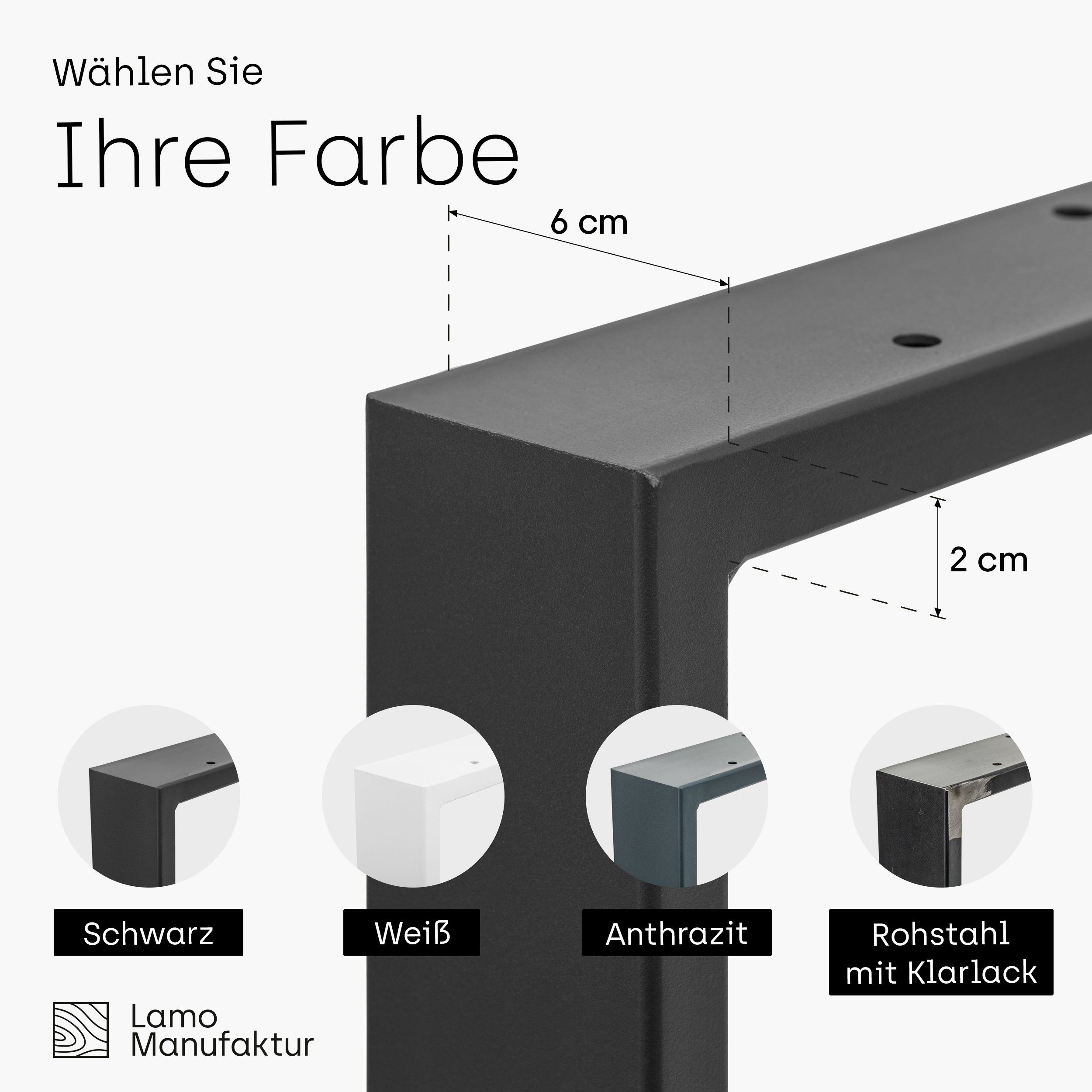 LAMO Manufaktur Tischgestell Simple Light Tischbeine (SET, 2er-Set Tischkufen), Industriestahl pulverbeschichtet