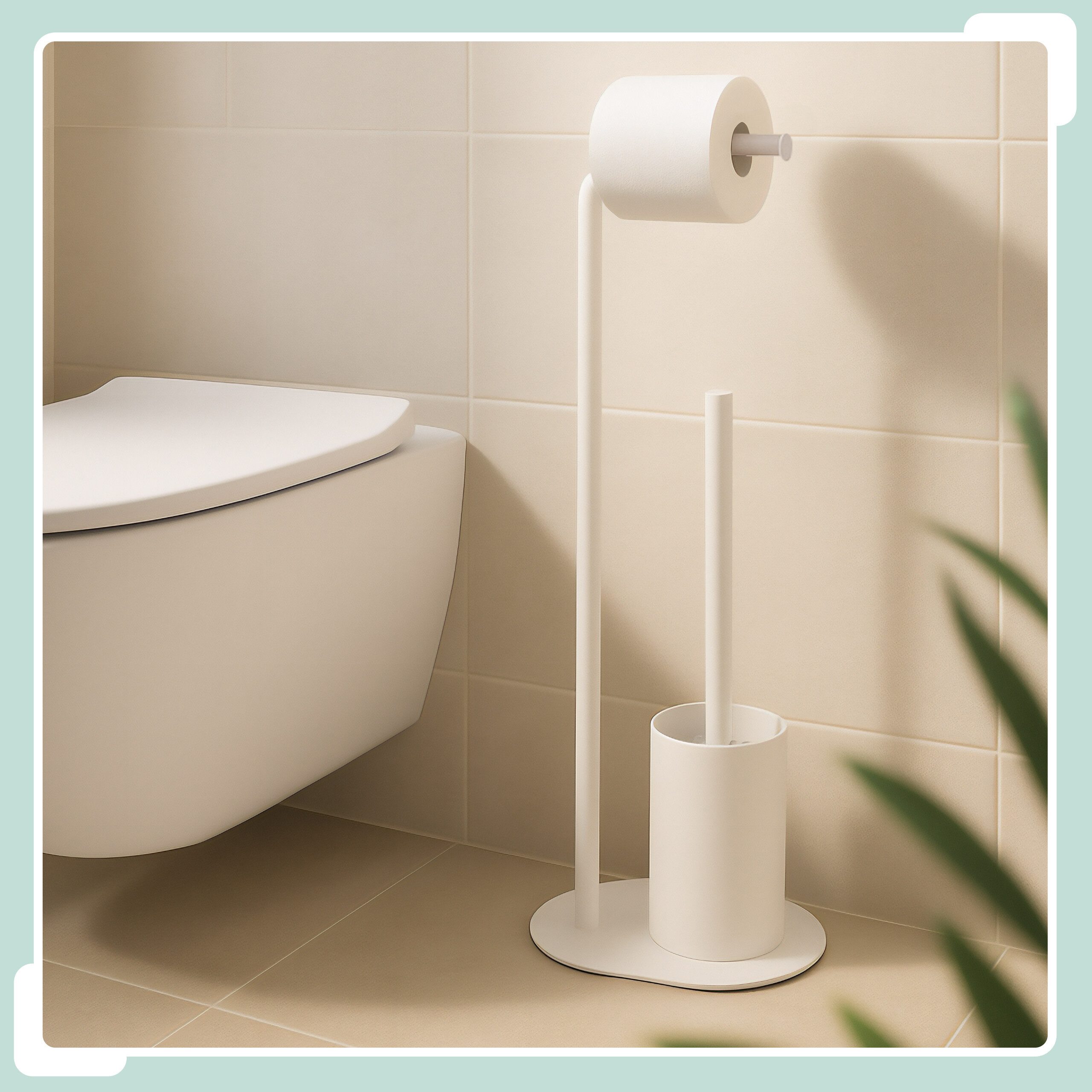relaxdays WC-Garnitur Weiße WC-Garnitur aus Metall günstig online kaufen