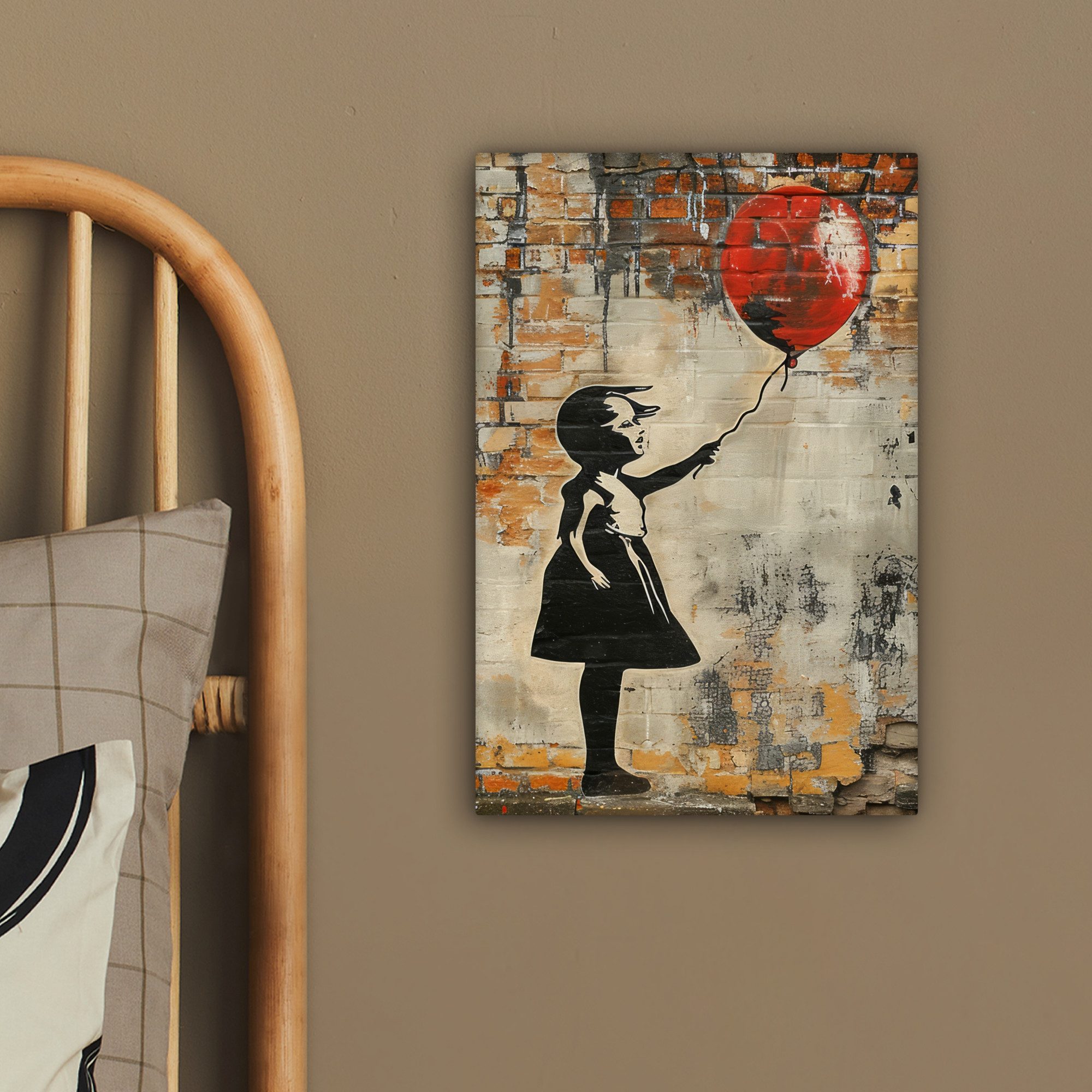 OneMillionCanvasses® Leinwandbild Graffiti - Banksy Style - Mädchen mit Luftballon, Fotodruck (1 St), Leinwand Bilder Klein, Wand Dekoration Aesthetic 30x20 cm – Bild 4 von 5