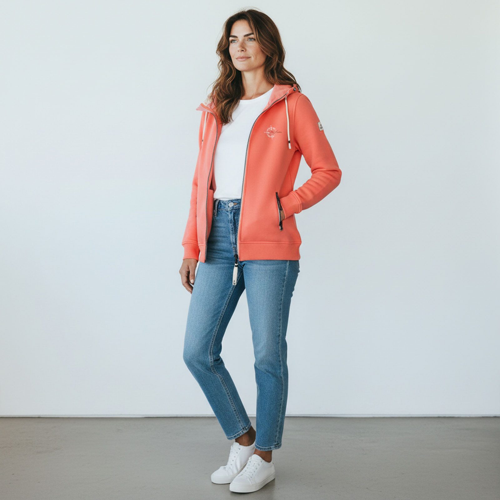 Dry Fashion Kapuzensweatjacke Juist Damen Sweatjacke Jacke mit Kapuze - Freizeitjacke Kapuzenjacke Verstellbare Kapuze, Frontreißverschluss, Reißverschluss-Seitentaschen