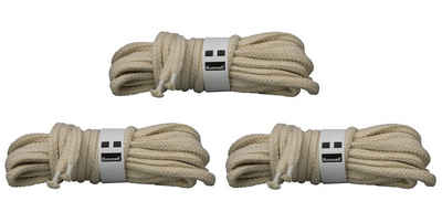 Hummelt® Baumwollseil Seil (8mm Hohlgeflecht (ohne Kern), an jedem Ende ein handgemachten Takling), versch. Längen 3x5m, 3x10m; versch. Farben beige (Natur), schwarz