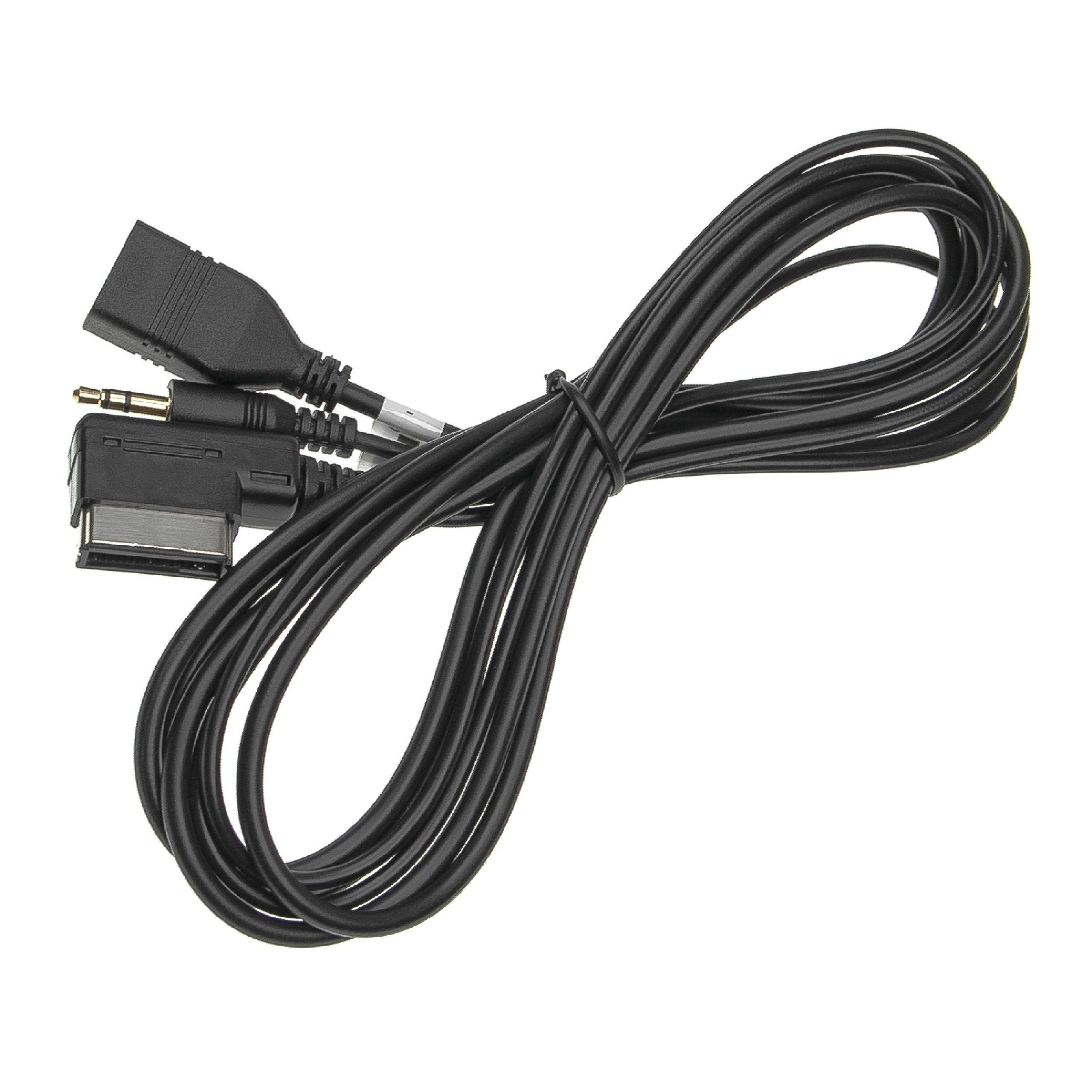 vhbw Audio-Kabel, passend für Audi A1, A3, A4, A5, A6, A8, Q5, Q7, TT, MMI 3G-System 2006+ Geräte mit 3,5 mm AV-Eingang