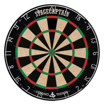 Stagecaptain Dartscheibe DBS-1715 BullsEye Pro Dartscheibe, (Poster Set, inkl. 6 Dartpfeilen, 12 Flights und Checkout-Poster), Steeldartscheibe aus Sisal mit dünnen Drähten