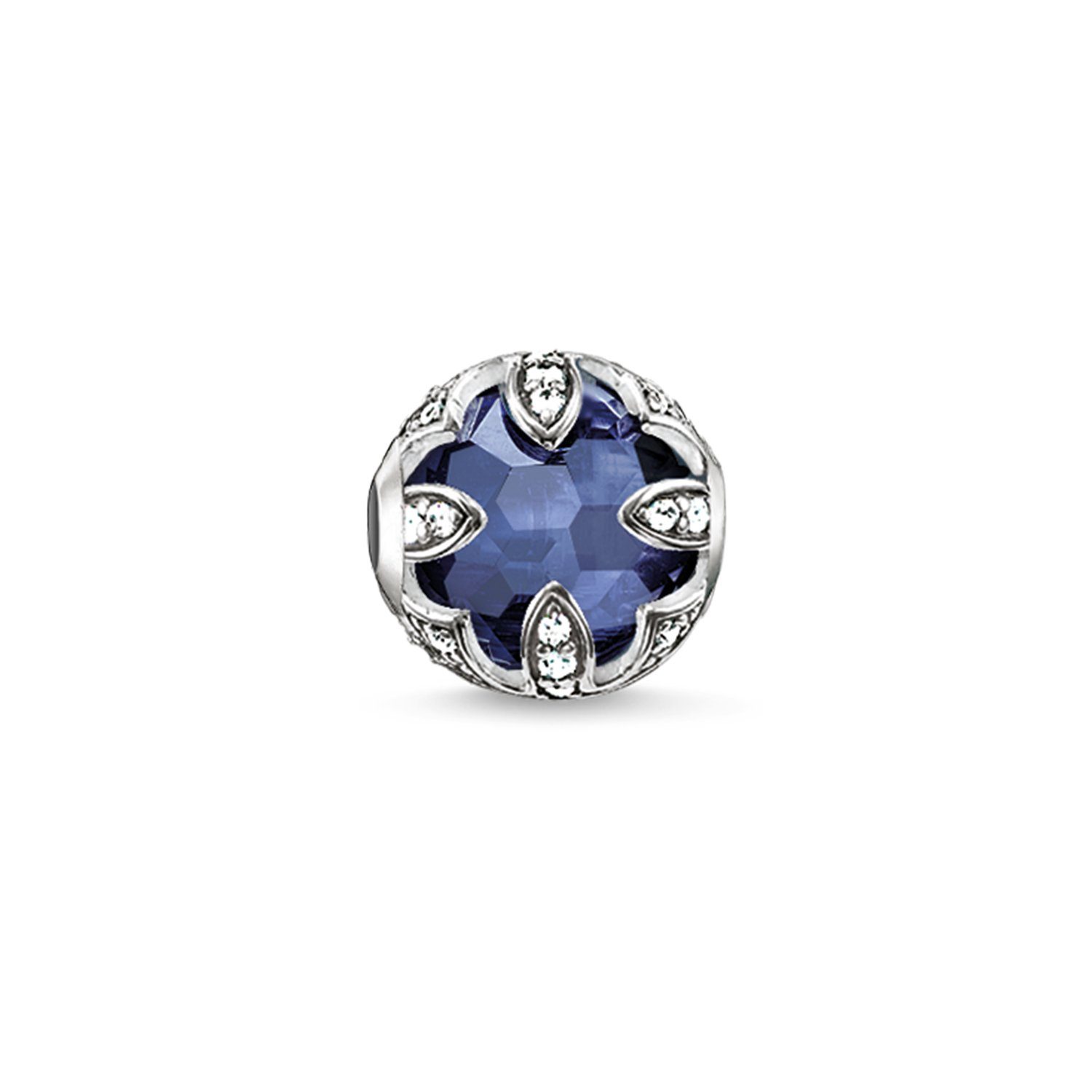 Bead K0142-640-32 Karma Bead Lotus Dunkelblau Silber