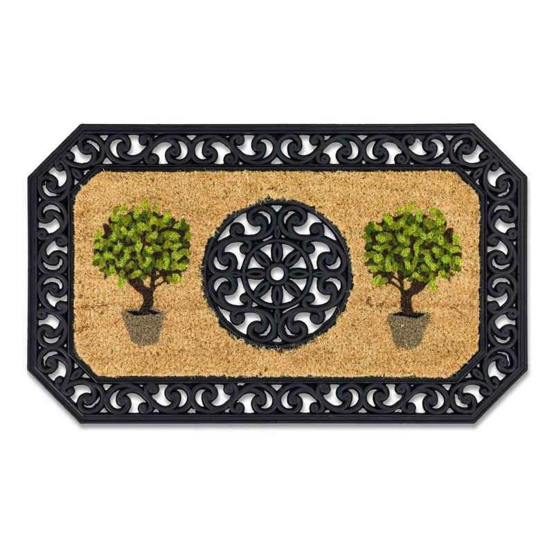 Fußmatte COCO TWIN Kokosmatte mit rutschfesten Gummirand, ASTRA, Rechteckig, Höhe: 13 mm, 45 x 75 cm in Braun