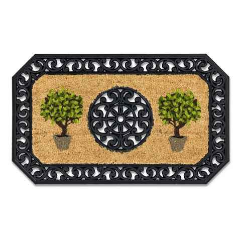 Fußmatte COCO TWIN Kokosmatte mit rutschfesten Gummirand, ASTRA, Rechteckig, Höhe: 13 mm, 45 x 75 cm in Braun