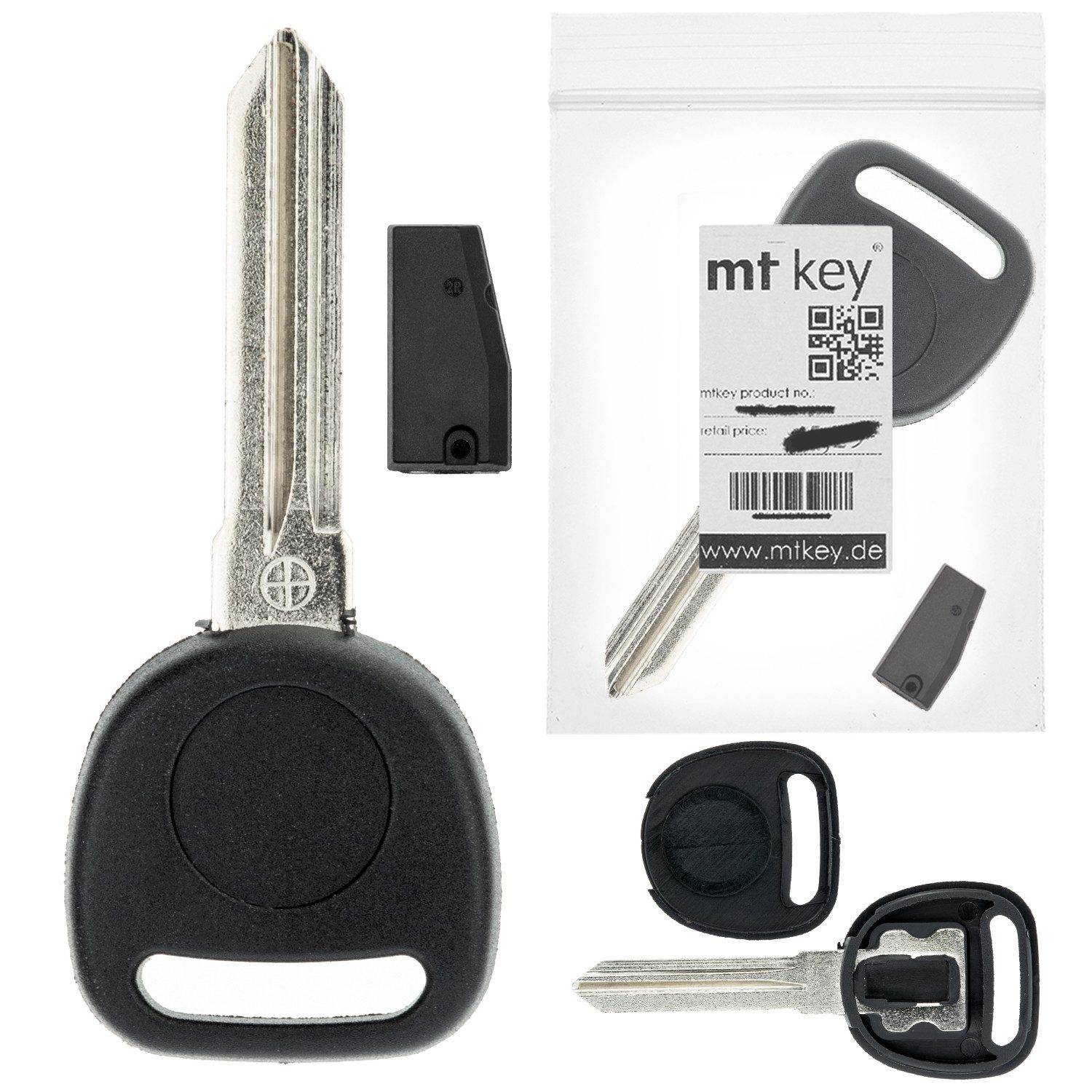 mt-key Schlüsseltasche Auto Zünd Schlüssel Rohling CY24 + ID46 Transponder (Set), für Dodge Caravan (04-07)