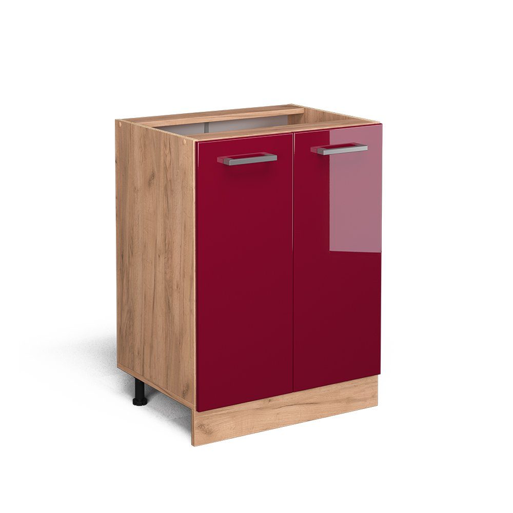 Vicco Unterschrank R-Line, Bordeaux Hochglanz/Goldkraft Eiche, günstig online kaufen