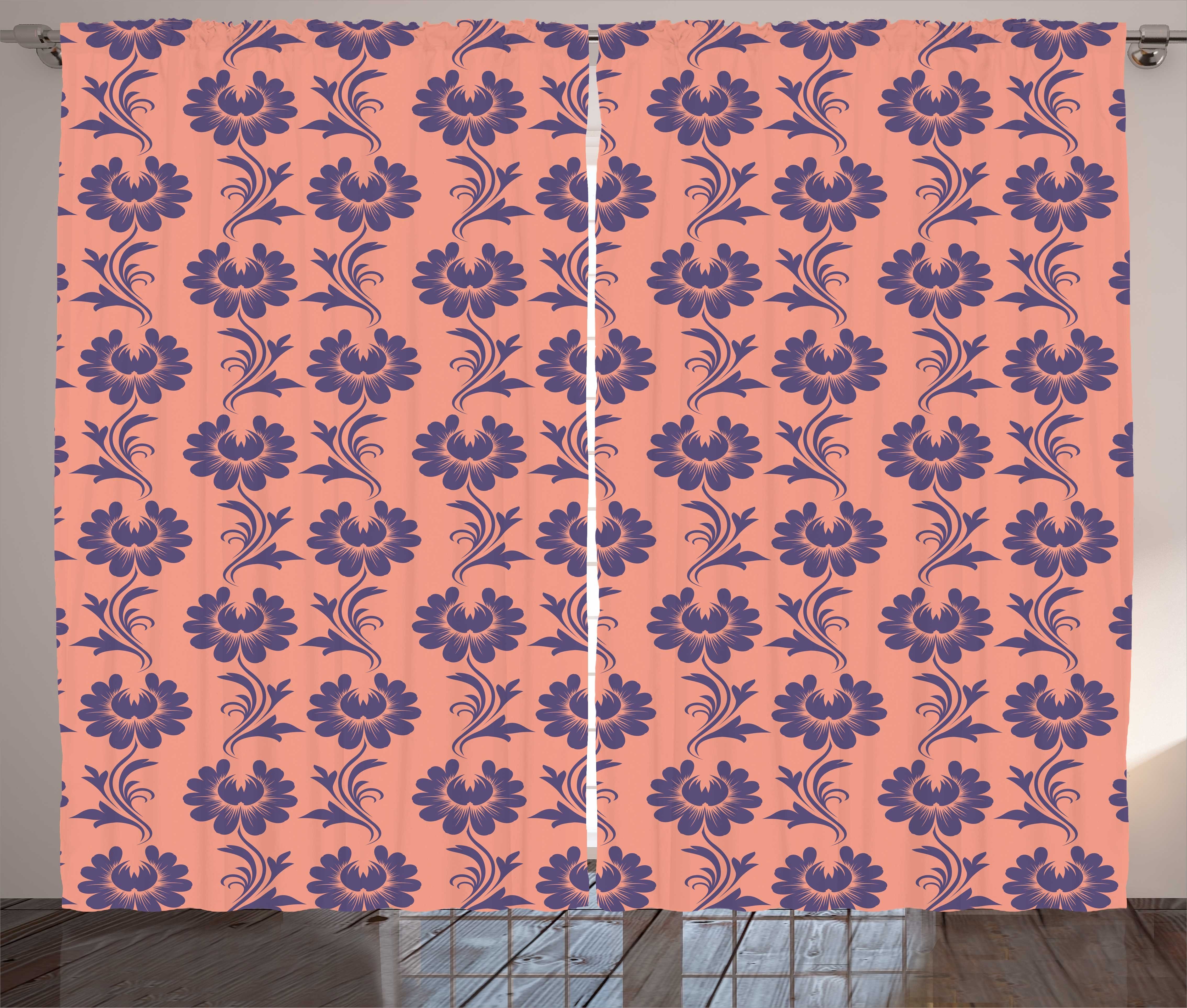 Gardine Schlafzimmer Kräuselband Vorhang mit Schlaufen und Haken, Abakuhaus, Blumen Angehende Blumen Pfirsich-Ton