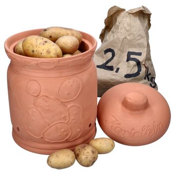 MamboCat Vorratsglas Terra Kartoffeltopf mit Deckel Ø 19,3cm Terrakotta Aufbewahrungsbox, Ton