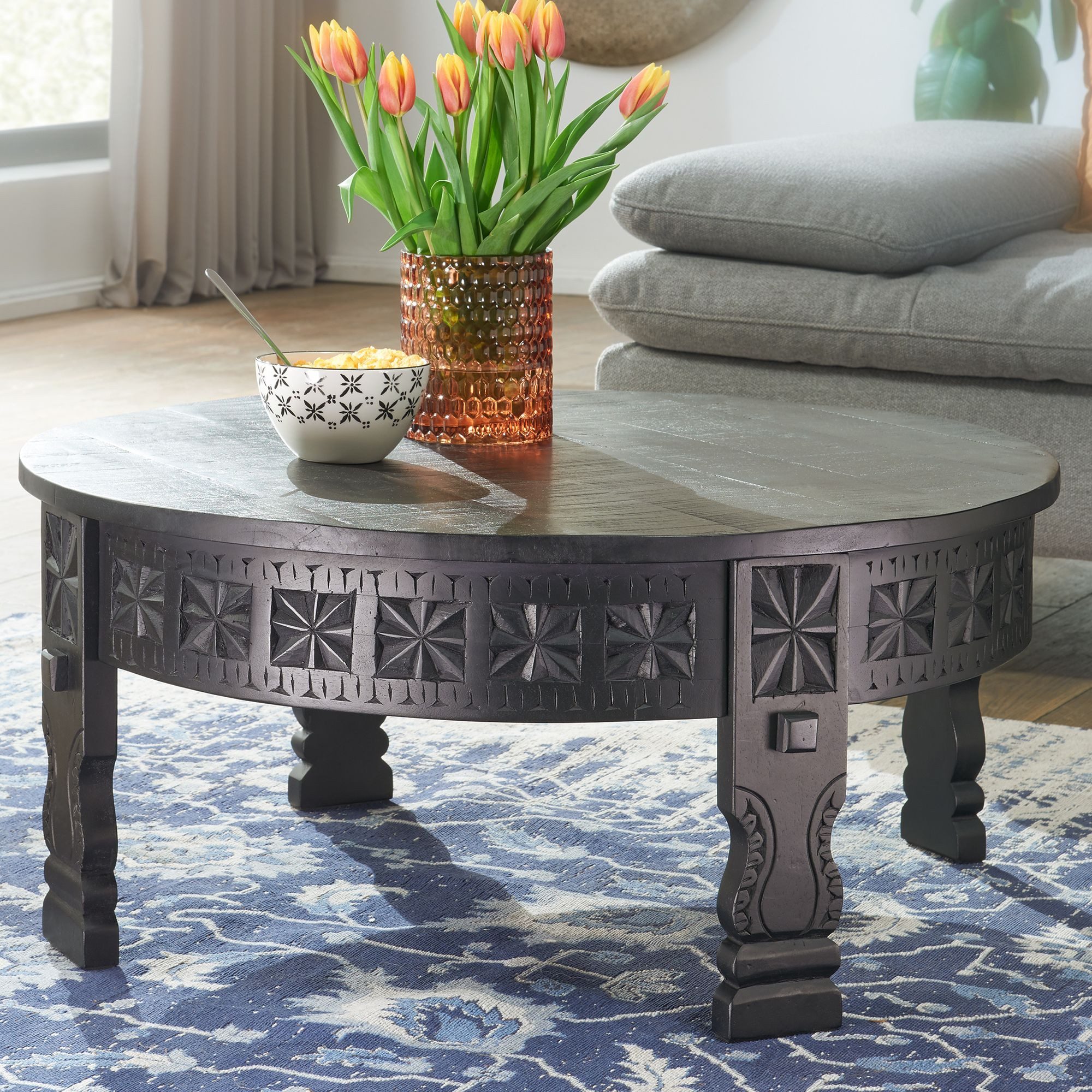 FINEBUY Couchtisch FB26151 (Sofatisch Rund, 80x36x80 günstig online kaufen