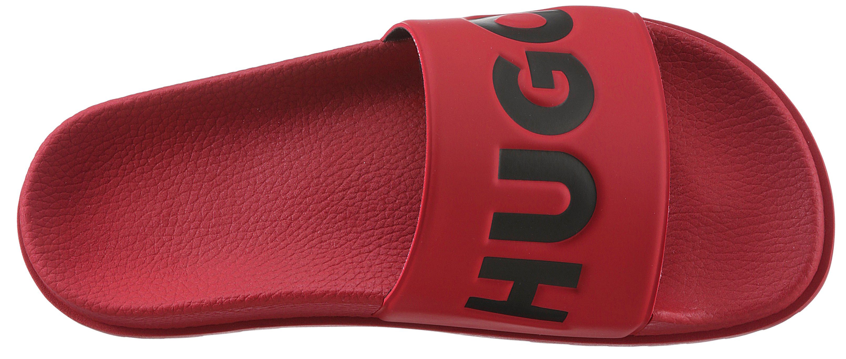 rot mit Badepantolette HUGO Match it Slid Logoschriftzug