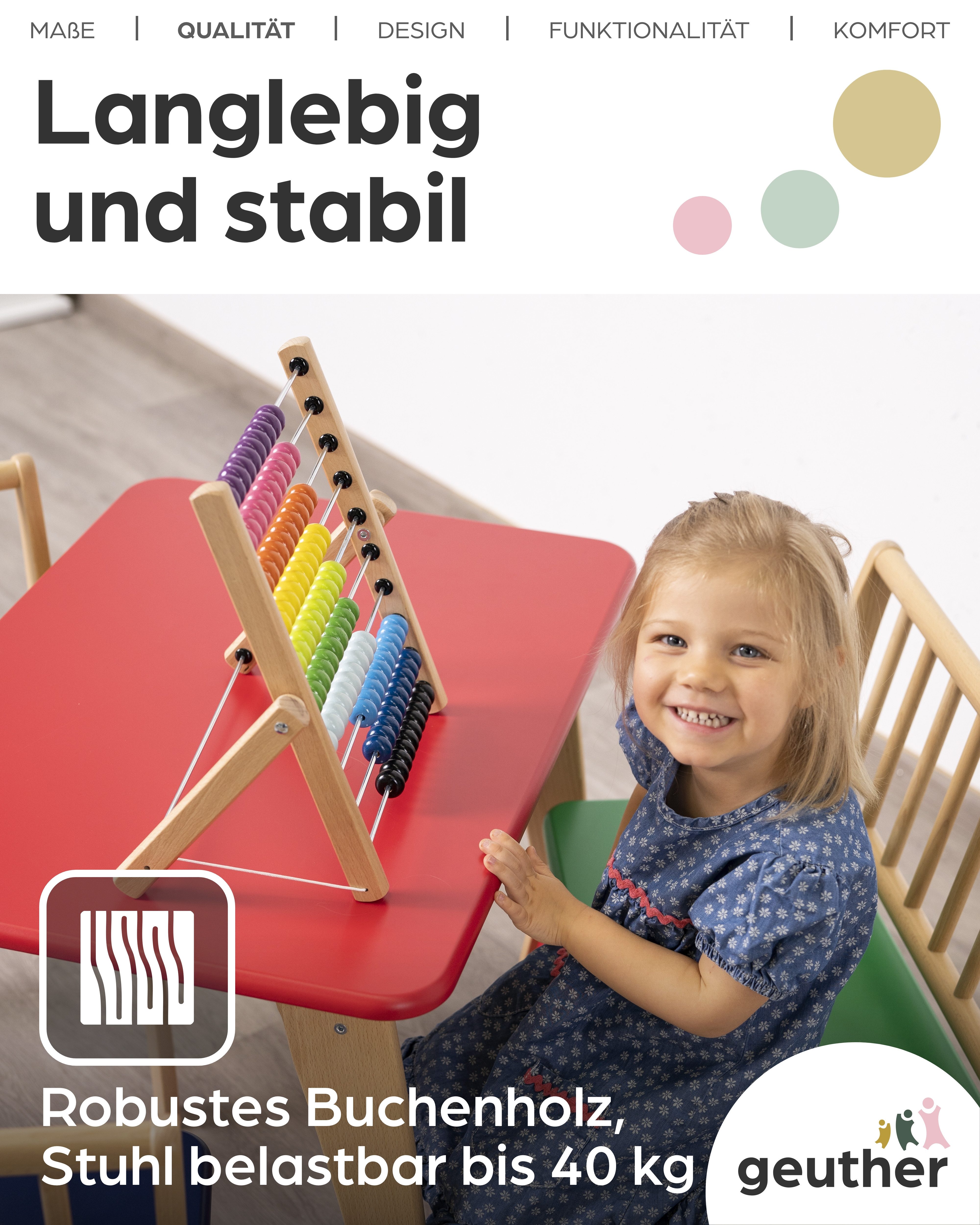 Geuther Kindersitzgruppe Truhenbank Bambino aus Holz – Sitzbank mit Stauraum & Deckelbremse