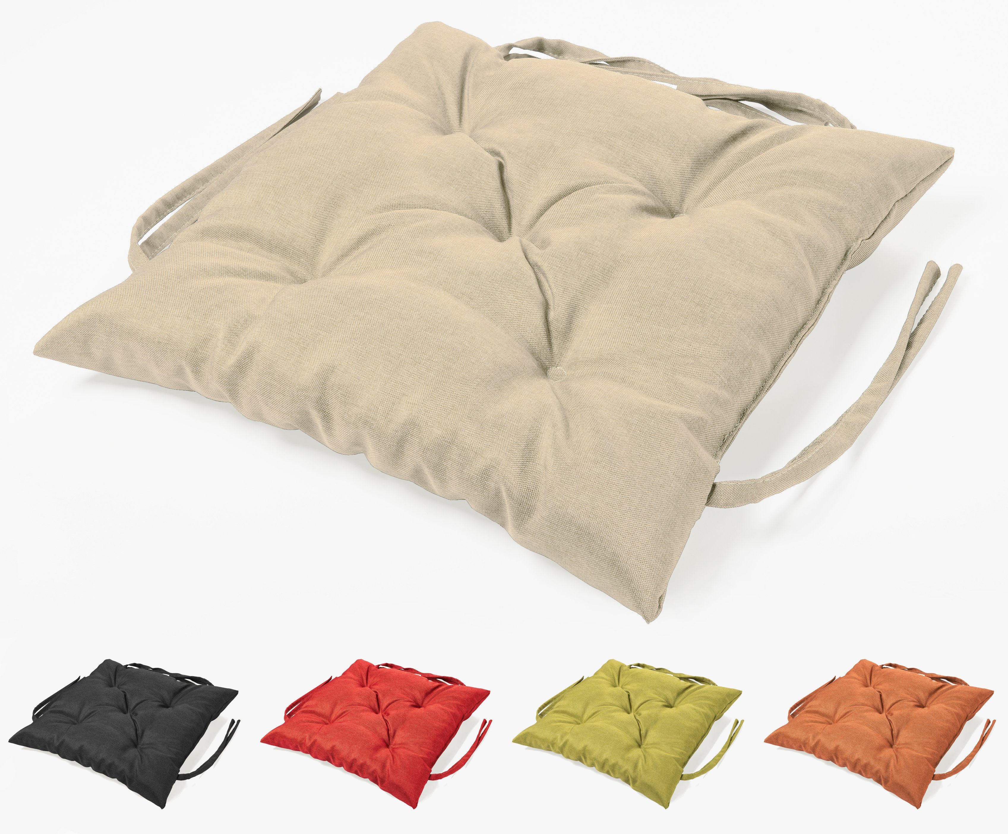 sunnypillow Bankauflage Bankauflage Stuhlkissen viele Farben und Größen zur Auswahl, 40 x 40 cm cremefarben