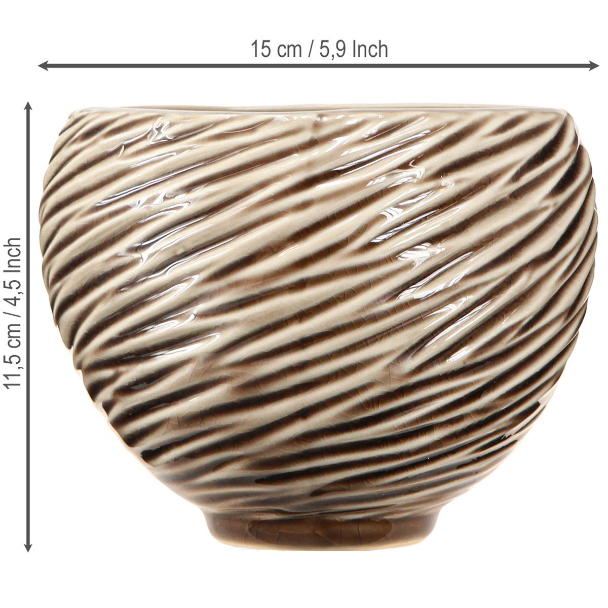 Florists Products Übertopf Dekoschale Blumentopf Keramik Beige Braun Ø15cm 2er Set, 2 Stück