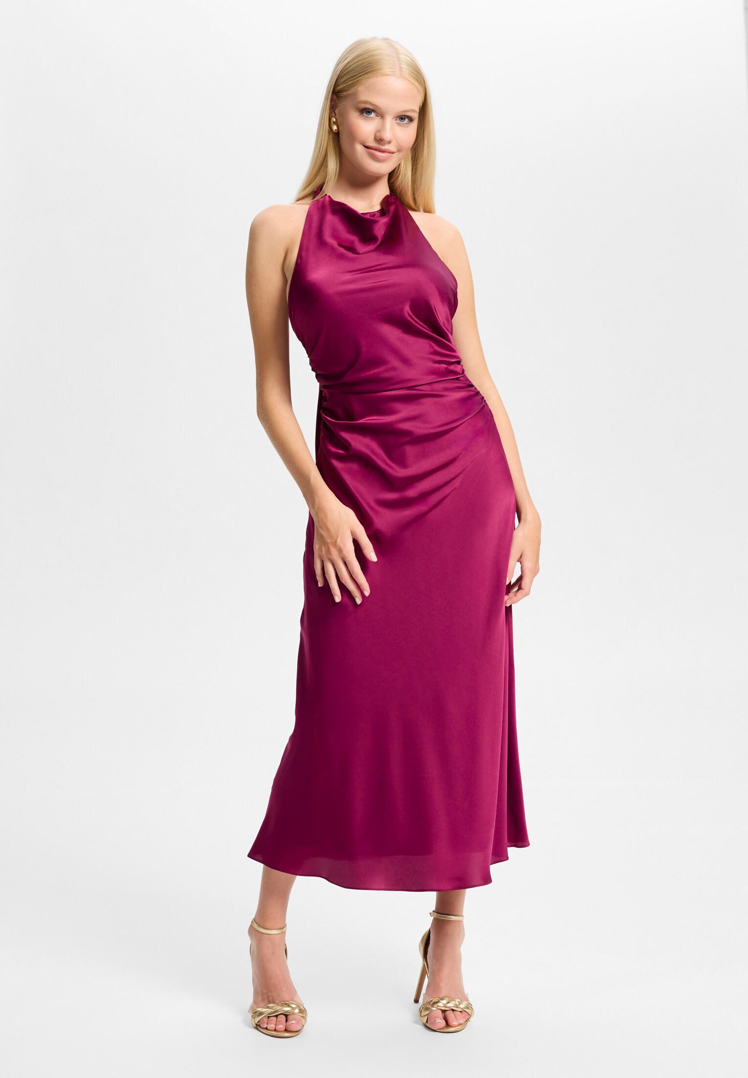 Hey Kyla Cocktailkleid - Midikleid aus Satin mit Rückenausschnitt Figurbeto günstig online kaufen