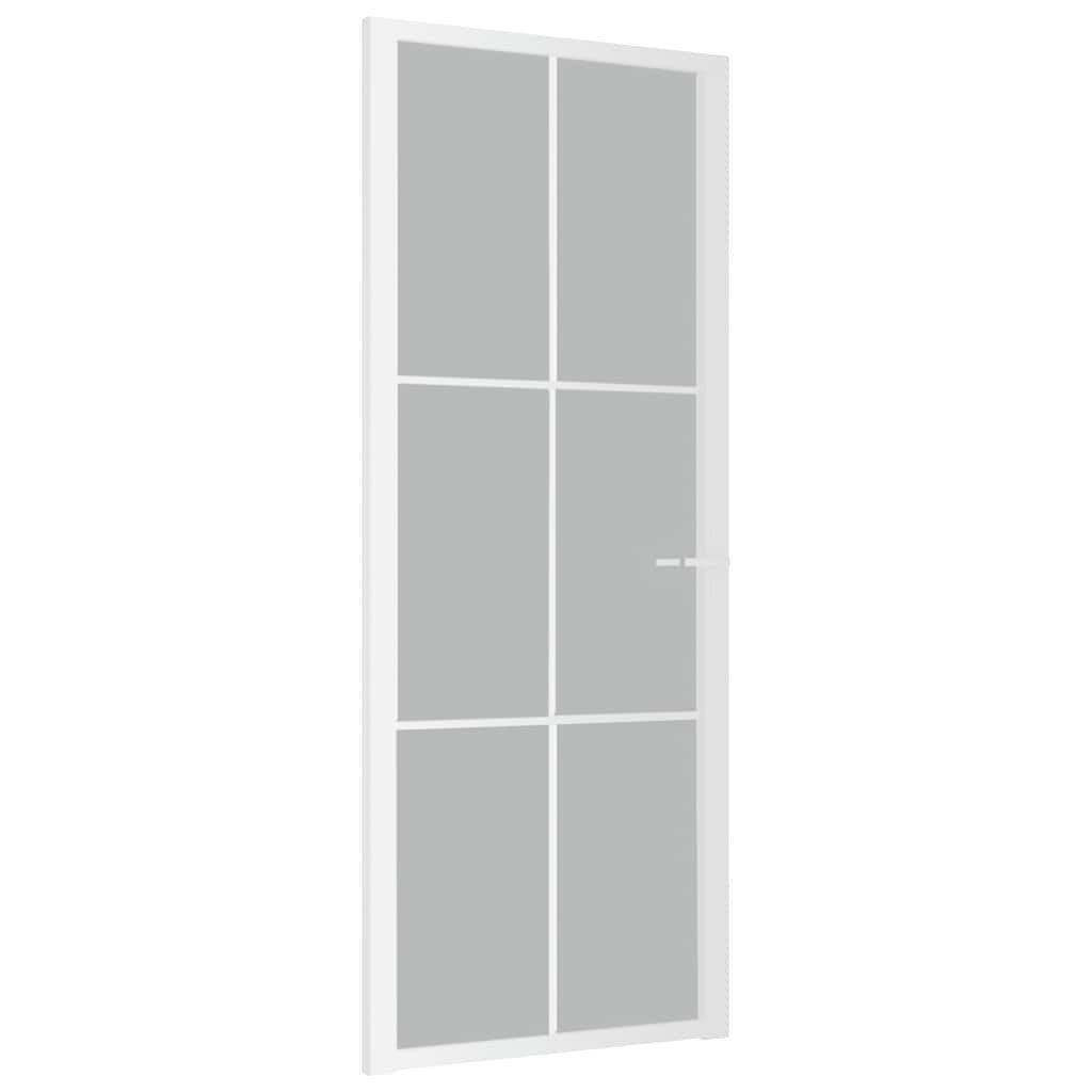 vidaXL Haustür Innentür 83x201,5 cm Weiß Mattglas und Aluminium (1-St)