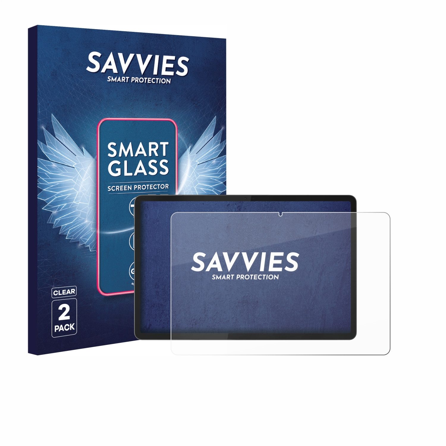 Savvies Displayschutzglas Schutzglas Panzer für Lenovo Idea Tab Plus 12.1", 2 Stück, Schutzfolie Display Schutz Glas Folie klar