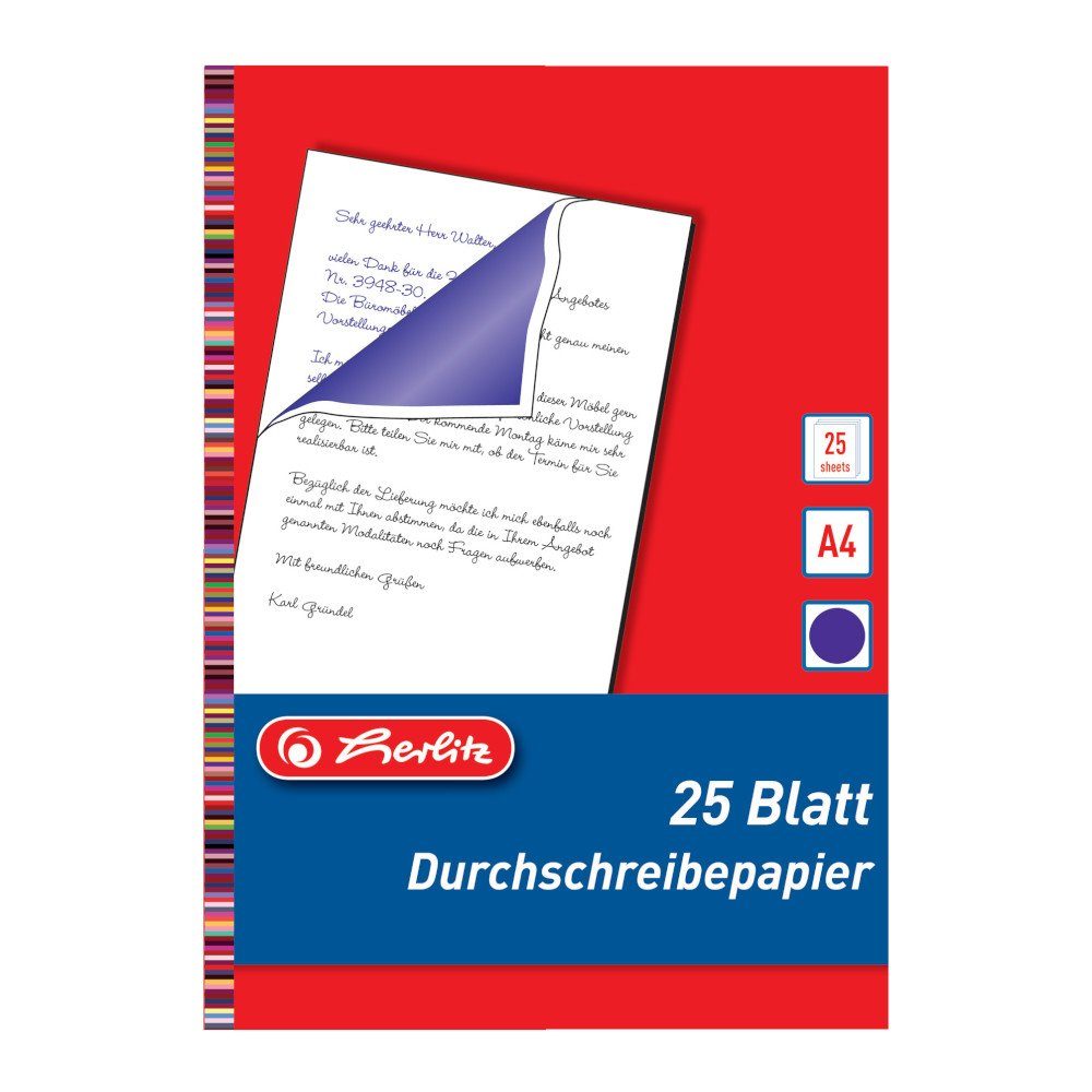 Herlitz Geschäftspapier 25 Blatt Herlitz Durschreibepapier / Durchschlagpapier / blau-violett