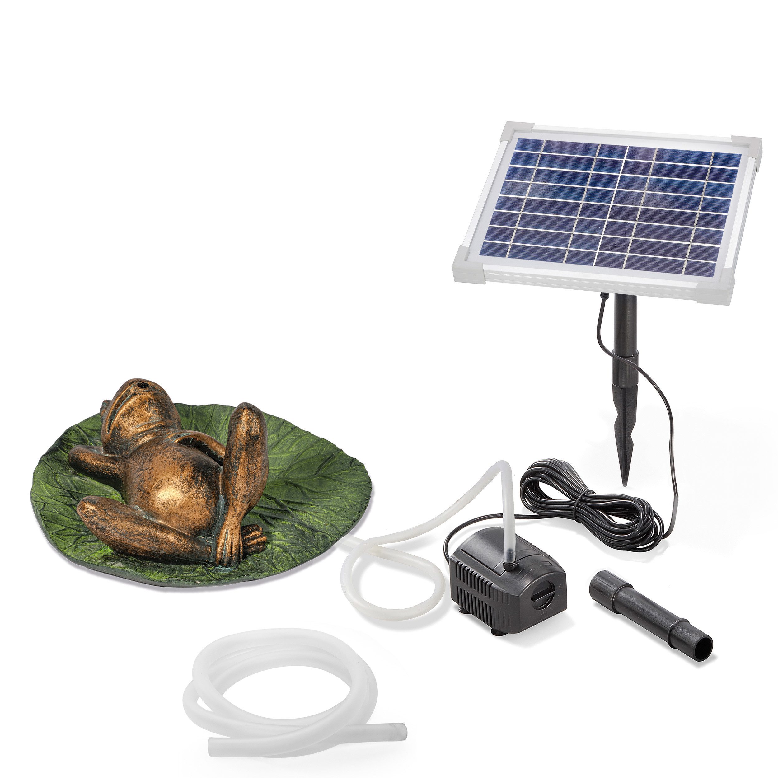 esotec Wasserspeier Solar Komplettset treibender Frosch auf Seerosenblatt mit Pumpe 101672 (Komplettset)