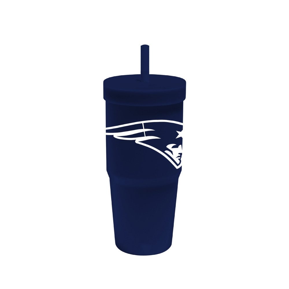 New England Patriots Glas New England Patriots Silicon Glass W/Straw & Lid