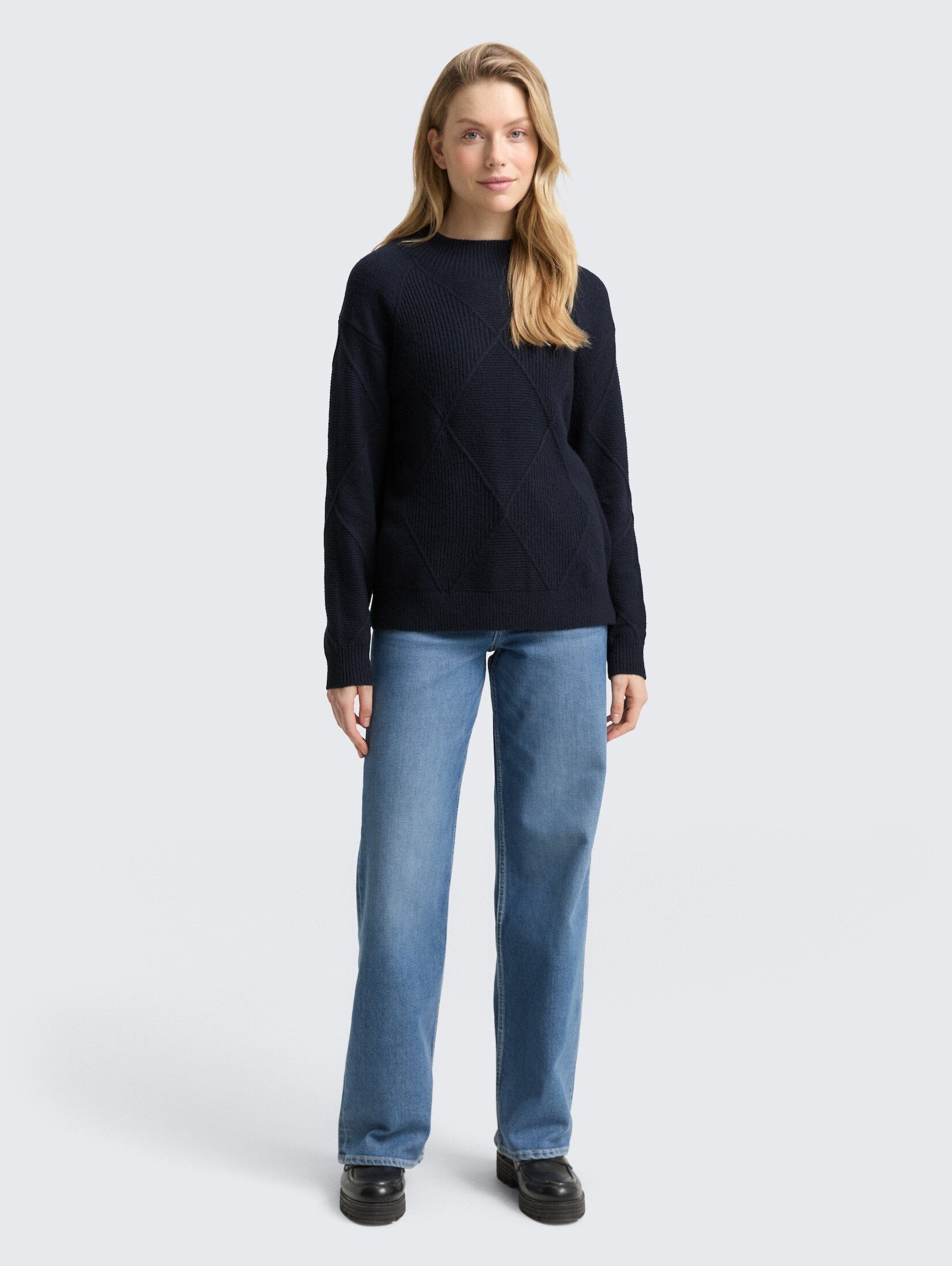 TOM TAILOR Strickpullover Pullover & Strickjacken Loose Fit Strickpullover mit Stehkragen