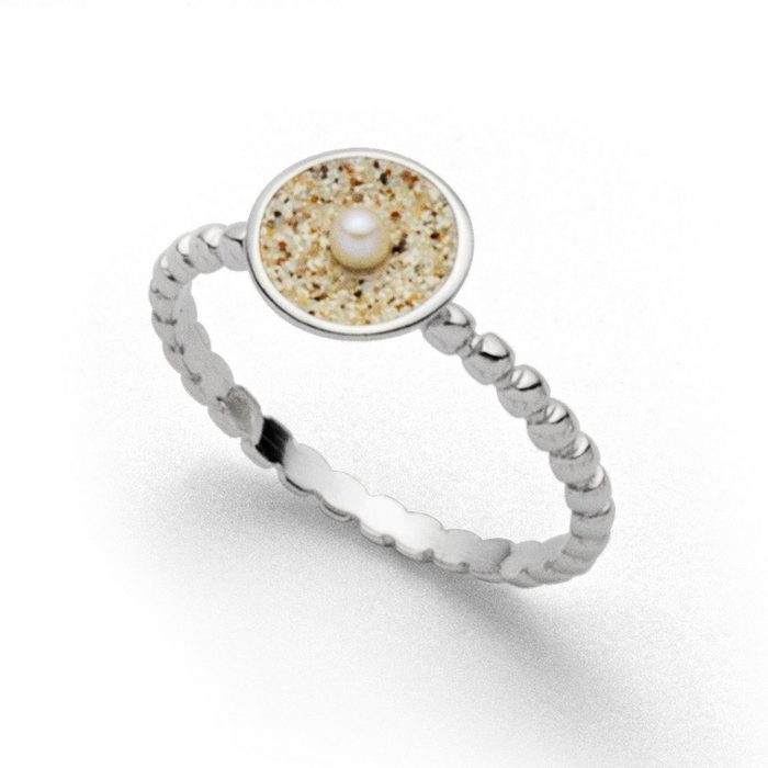 DUR Fingerring DUR Schmuck: Ring "Sandschale" Perle rhodiniert mit Strandsand R4971