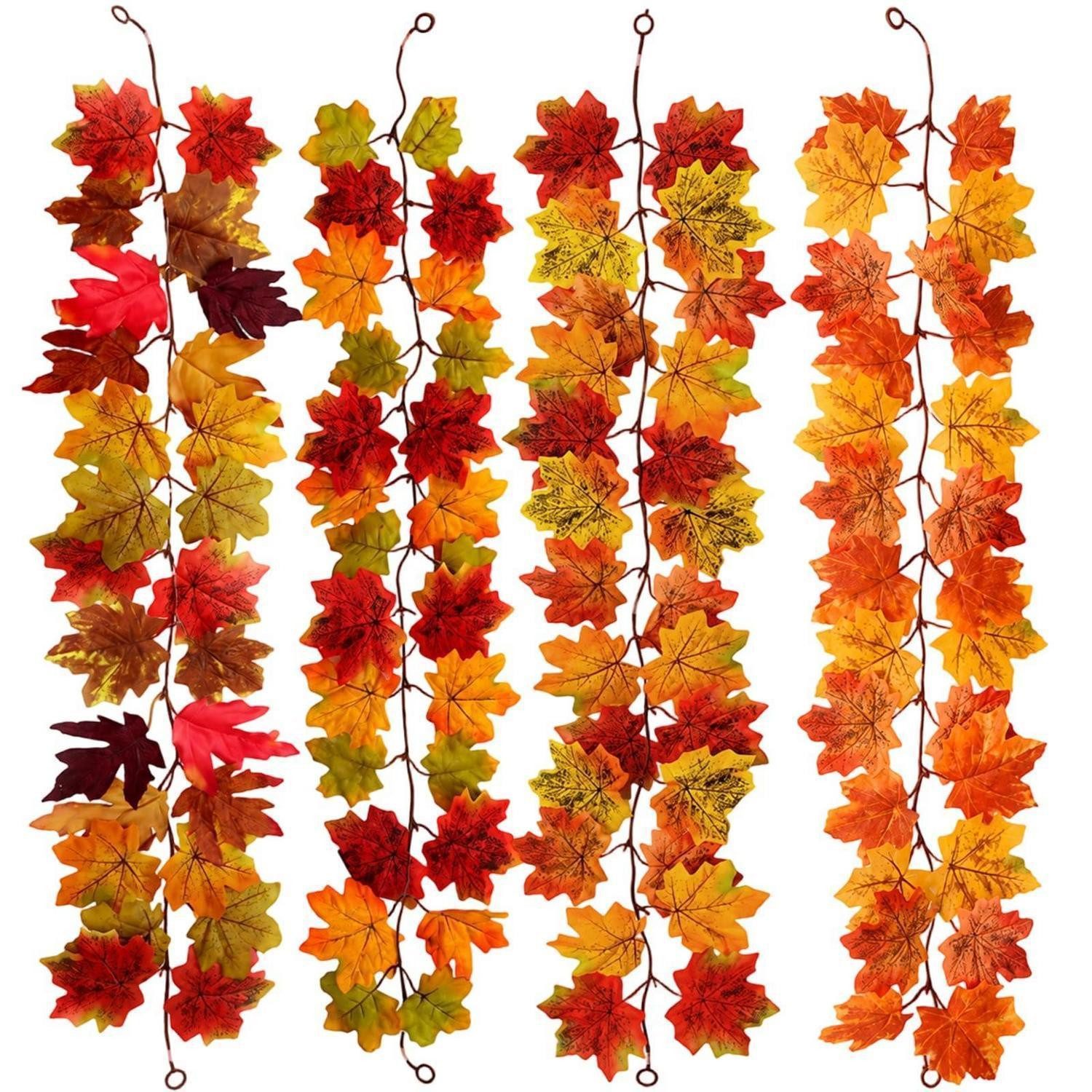 LuxusKollektion Girlande Herbstgirlande 4er Set 1m Ahornblatt Künstlich