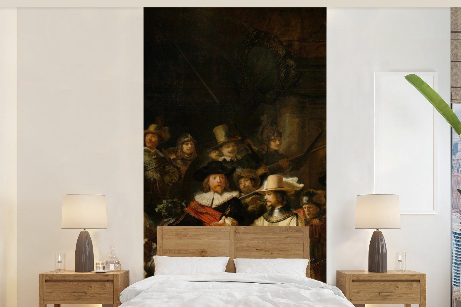 MuchoWow Fototapete Die Nachtwache - Gemälde von Rembrandt van Rijn, Matt, bedruckt, (2 St), Vliestapete für Wohnzimmer Schlafzimmer Küche, Fototapete