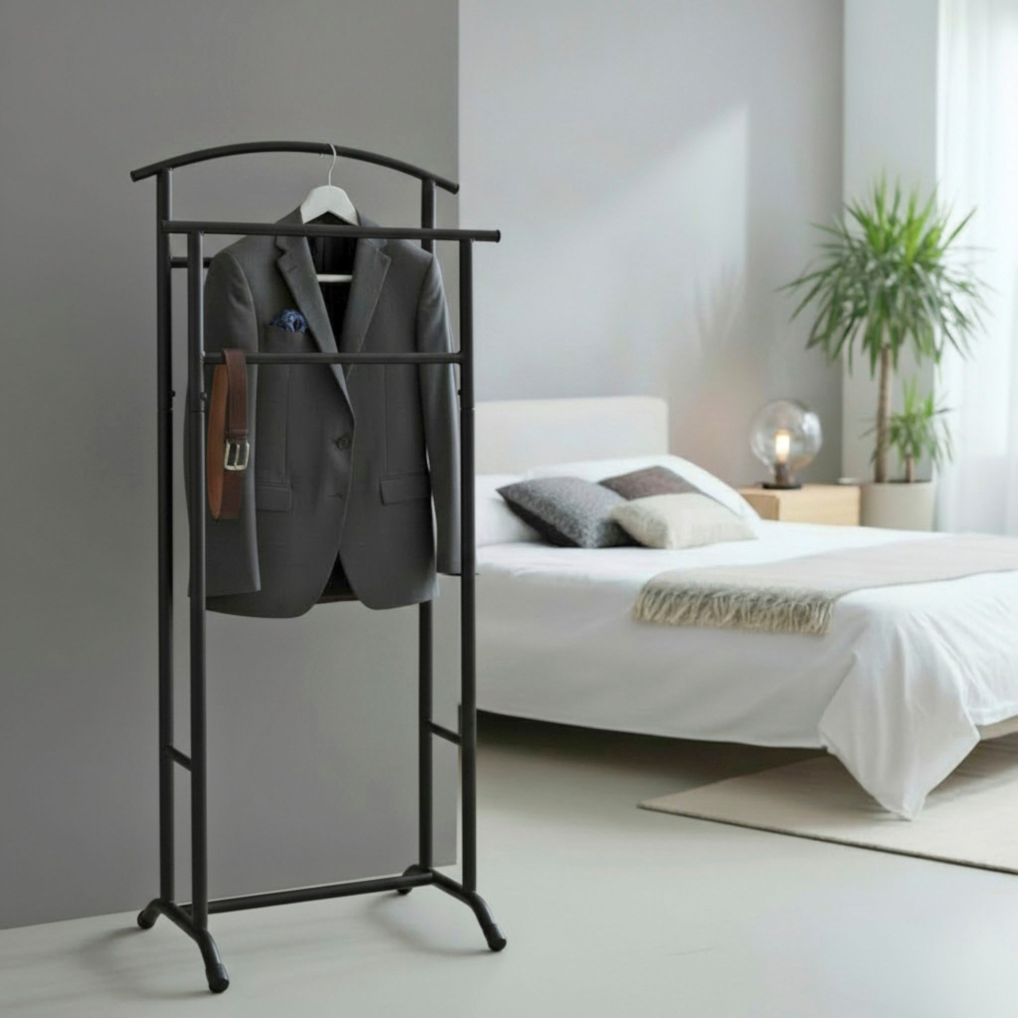 HAKU Herrendiener Anzugständer, Dressboy, Kleiderboy, Kleiderbutler, Stiller Diener, (1 St), Freiform - aus Metall -B/T/H 48/36/107 cm