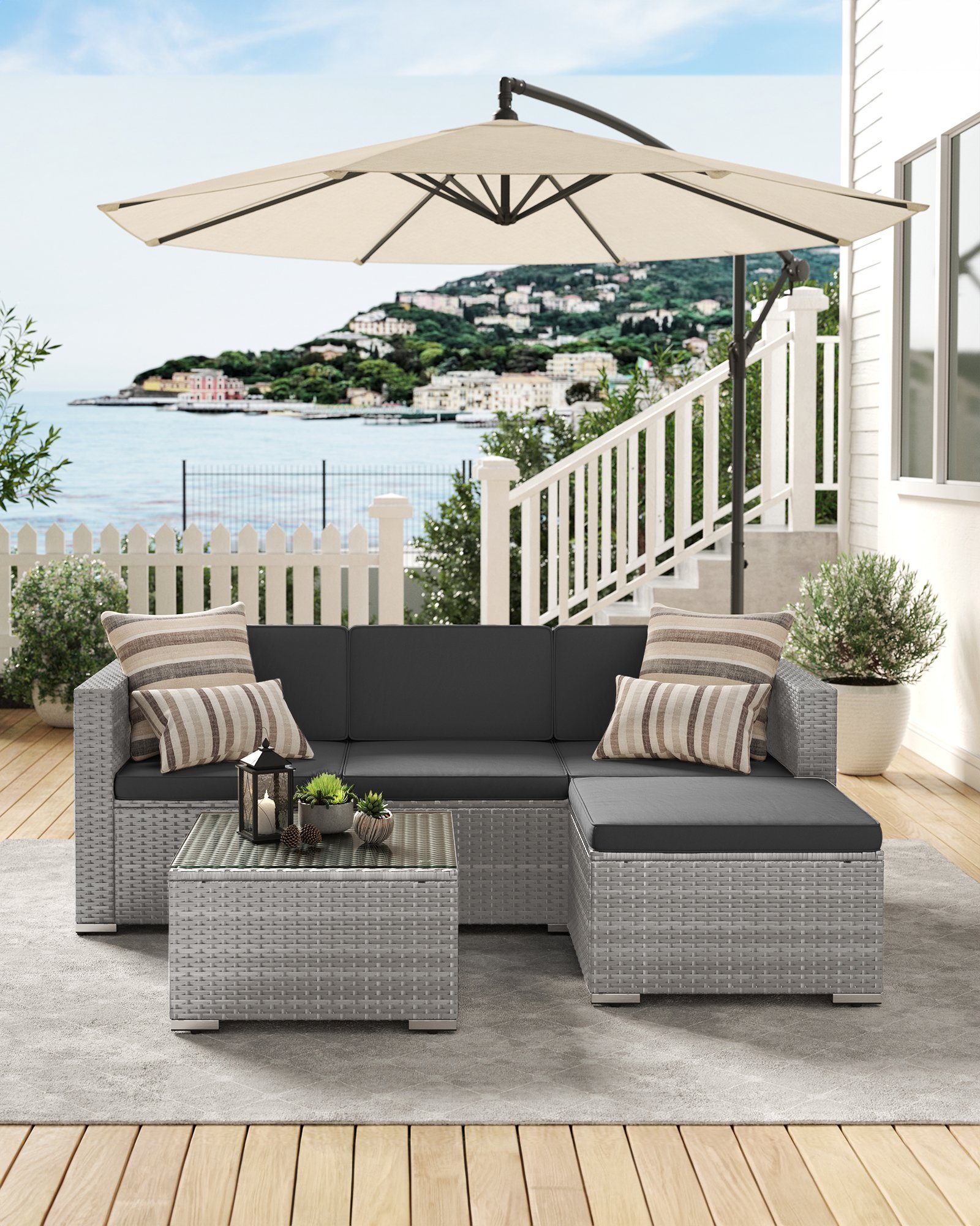 SONGMICS Gartenlounge-Set, (5-tlg., 1 Ecksofa, 1 günstig online kaufen