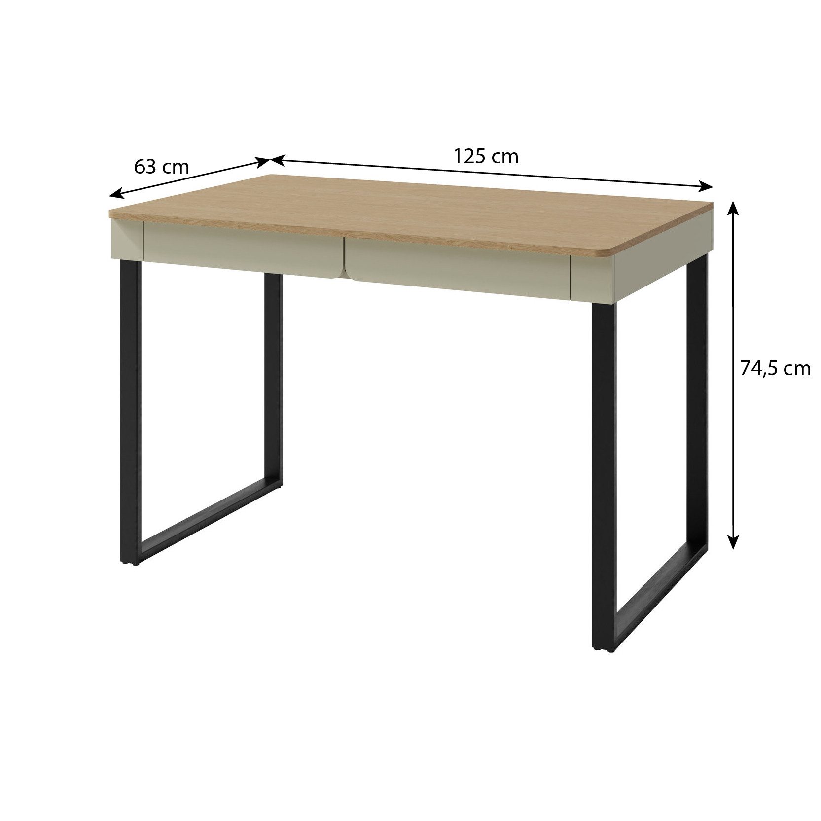 Beautysofa Schreibtisch LICO mit 2 Schubladen, Breite: 125 cm