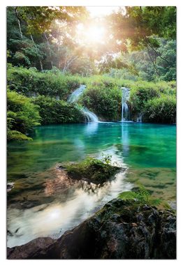 Wallario Wandfolie, Türkisgrüner See im Nationalpark in Guatemala, wasserresistent, geeignet für Bad und Dusche
