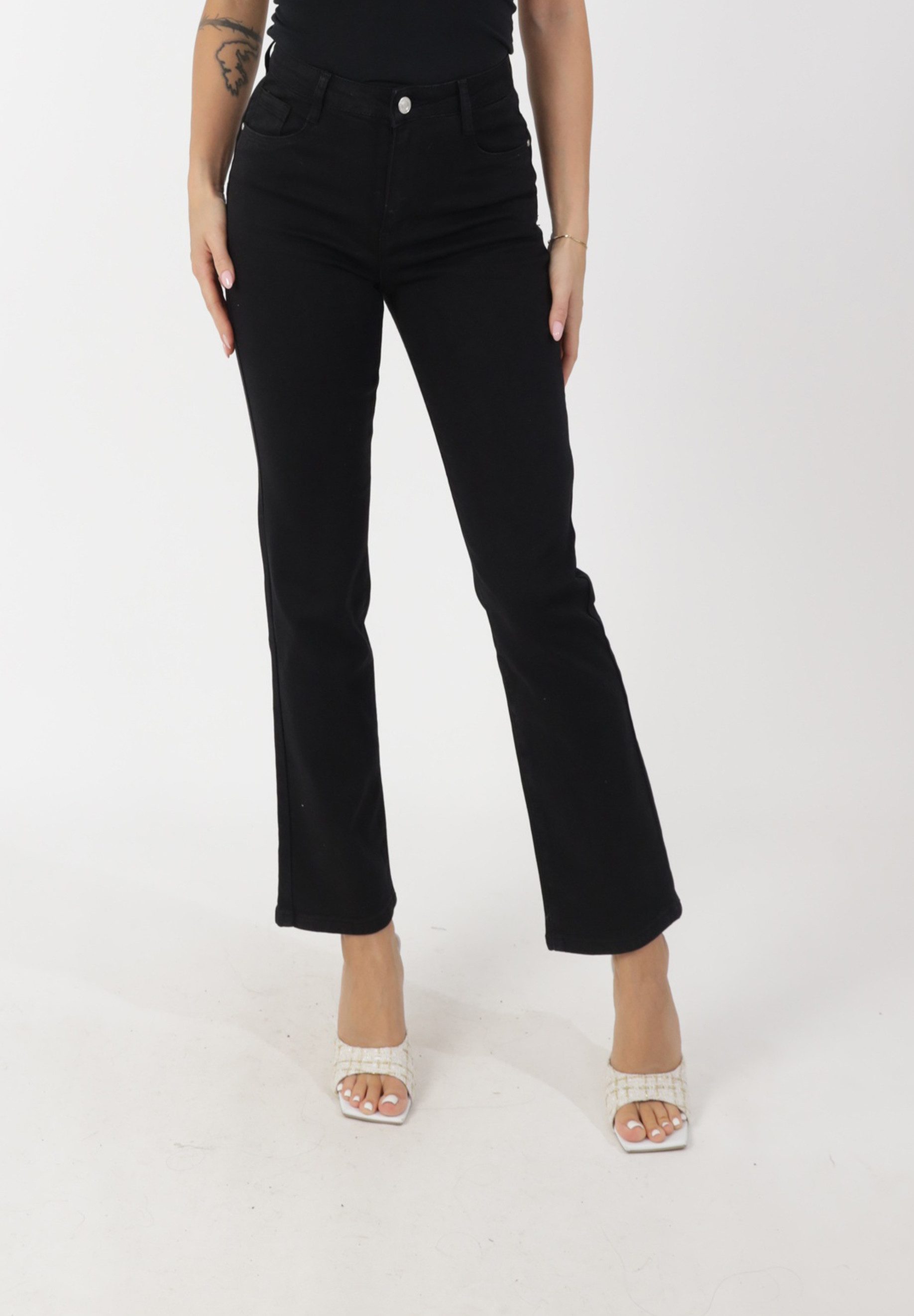 Straight-Jeans Damen Bootcut Jeans mit High Waist – Stretch Schlagjeans
