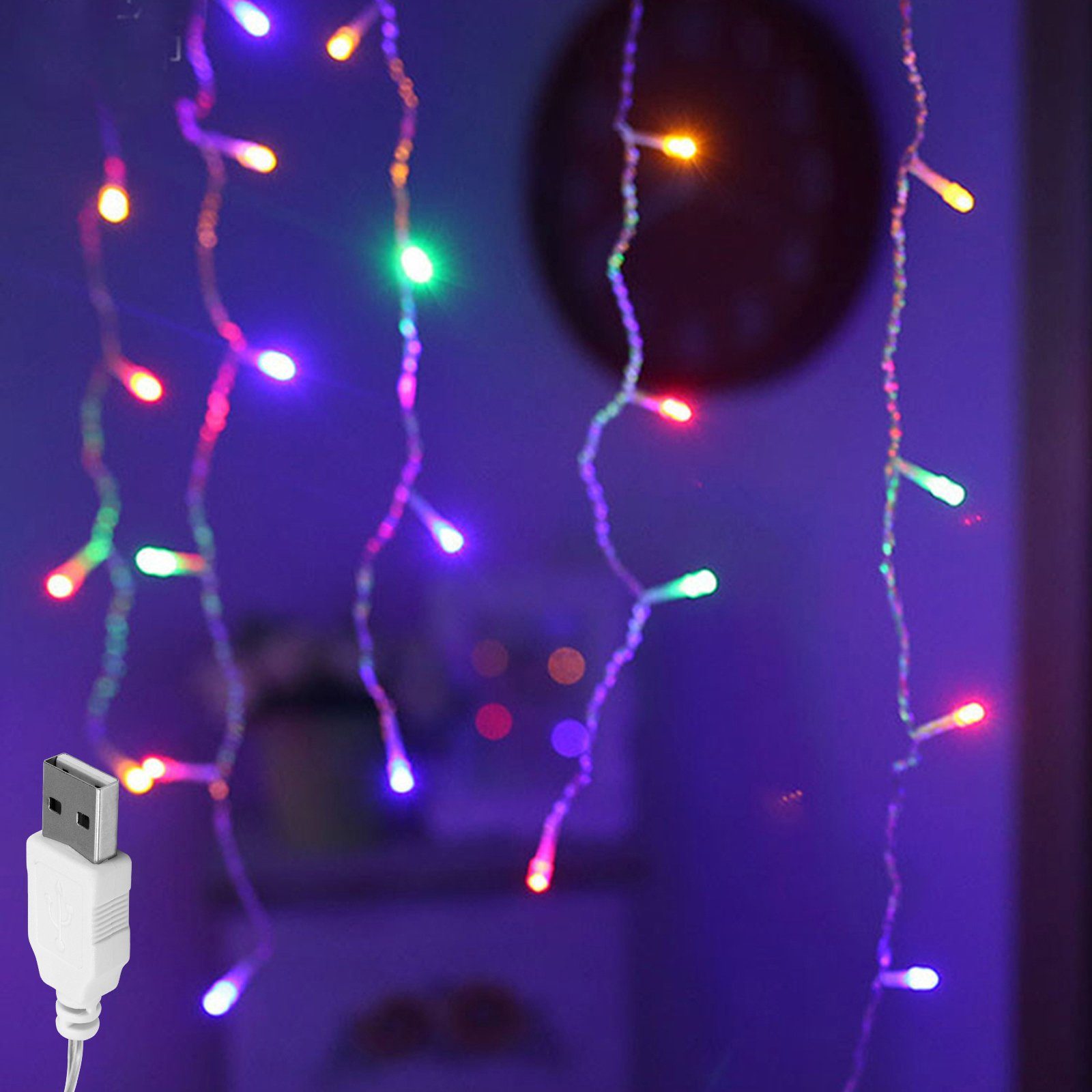 Rosnek LED-Lichtervorhang 3M, 96LEDs,12 Stränge, Wasserdicht, USB, für Wand günstig online kaufen