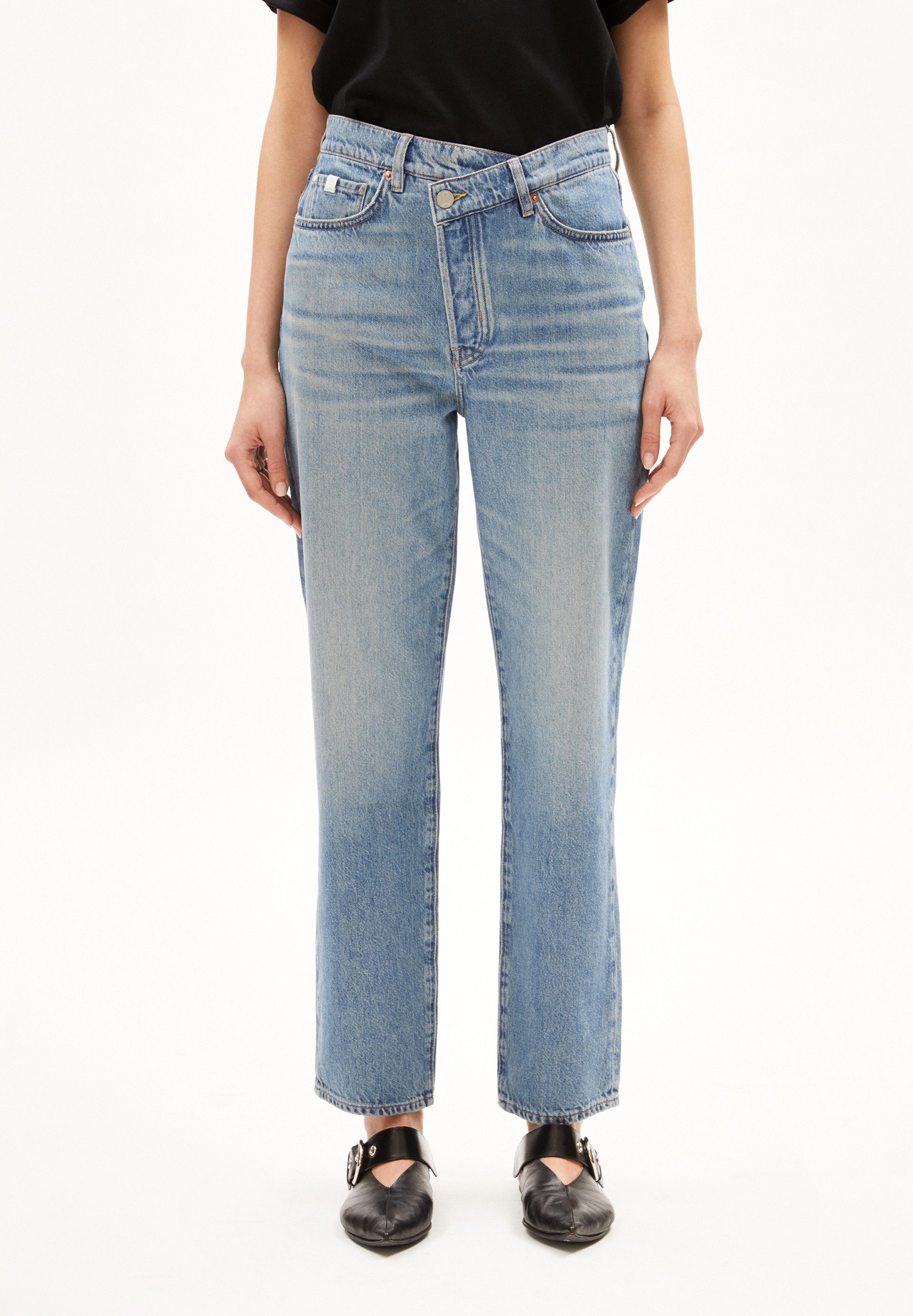 Armedangels Straight-Jeans AAIKALA DETAIL (Non-Stretch, Regular Fit) High waist