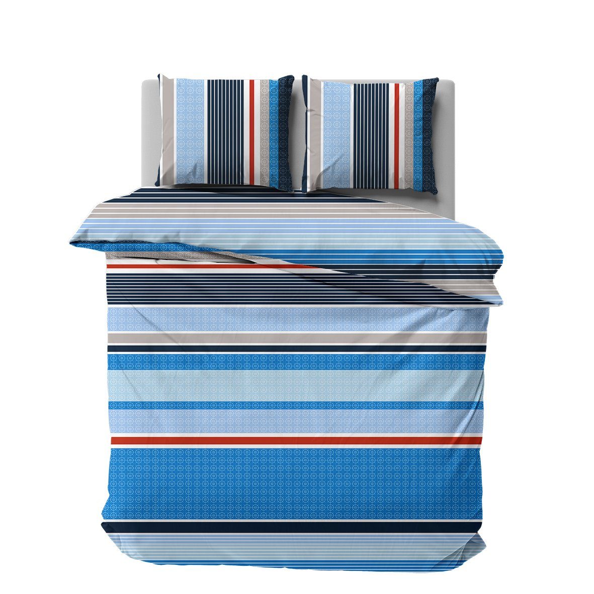 NAUTICA HOME Bettwäsche Nautica Bettwäsche-Set SPINNING (2 tlg), weich, anschmiegsam, hautfreundlich, verdeckter Reißverschluss