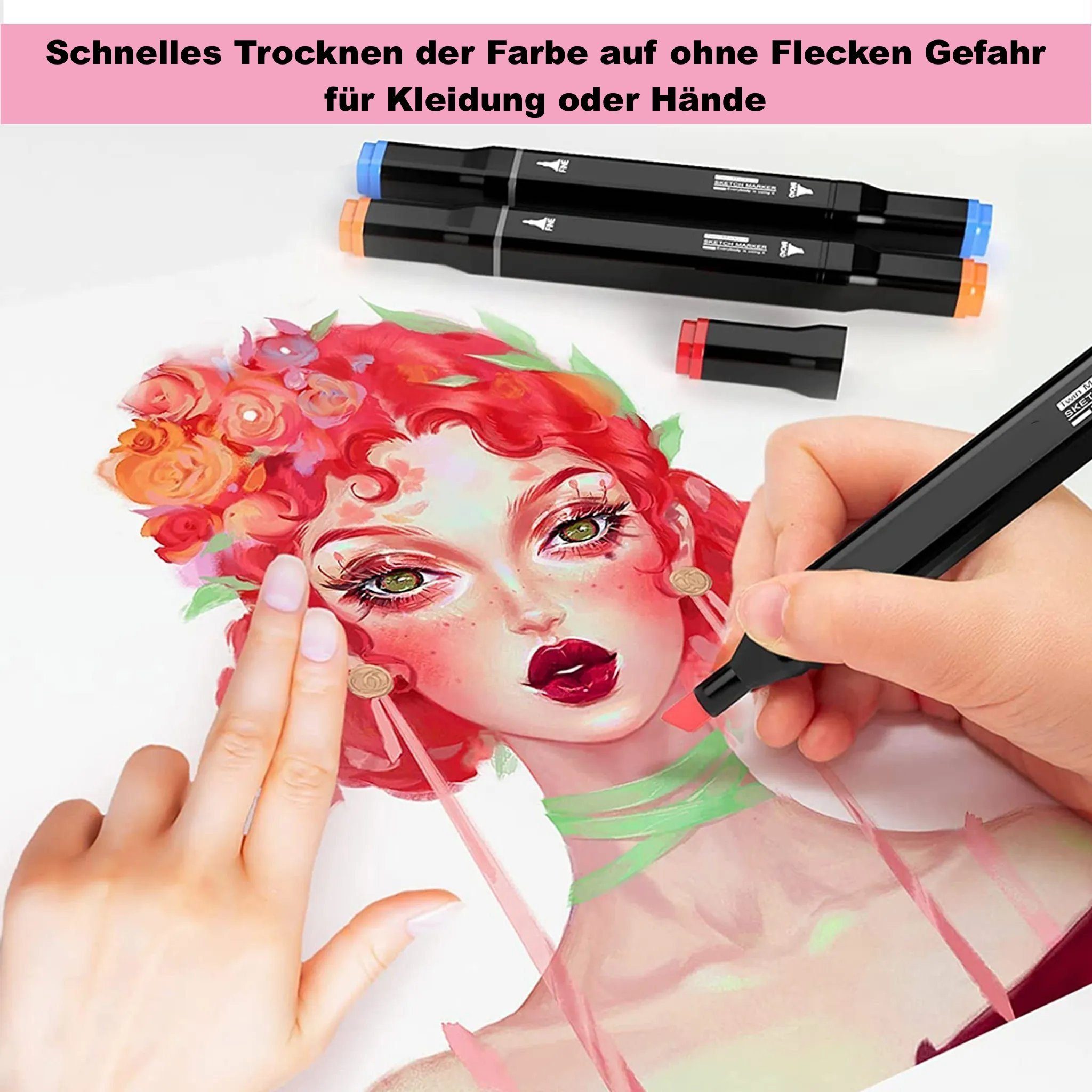MAQETARA Products Filzstift 120 Farben Filzstifte Set Dual Pen Twin Marker Stifte für Kinder, Malstifte für Kinder, Brush Pen, Permanent Marker inkl. Tragetasche